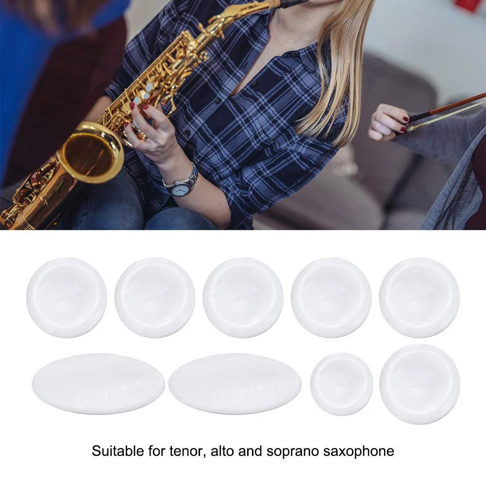 9Pcs/set Saxophone Key Buttons, Inlays White Abalone Shell Finger Button for Alto Tenor Soprano Sax Replacement tenor saxophone key pearls - Image 2