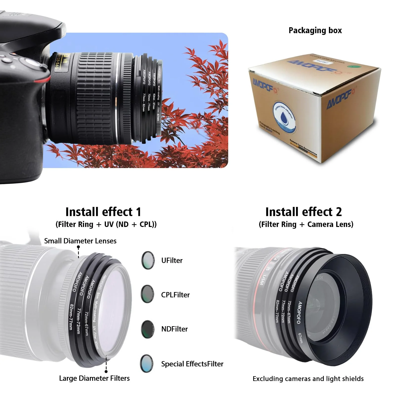 9pcs Step Down Ring Set,Camera Lens Adapter Ring 82-77mm/77-72mm/72-67mm/67-62mm/62-58mm/58-55mm/55-52mm/52-49mm/49-40.5mm.Made of CNC Machined Aluminum - Image 6