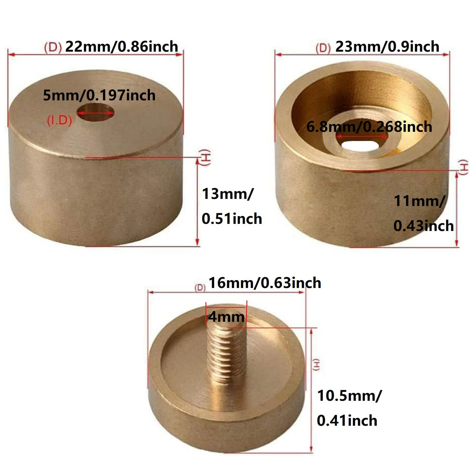 9pcs Trumpet Trim Kit Bach Trumpet Bottom Valve Cap Weighted for Improving the Sound MEDIUM, Raw Brass - Image 5