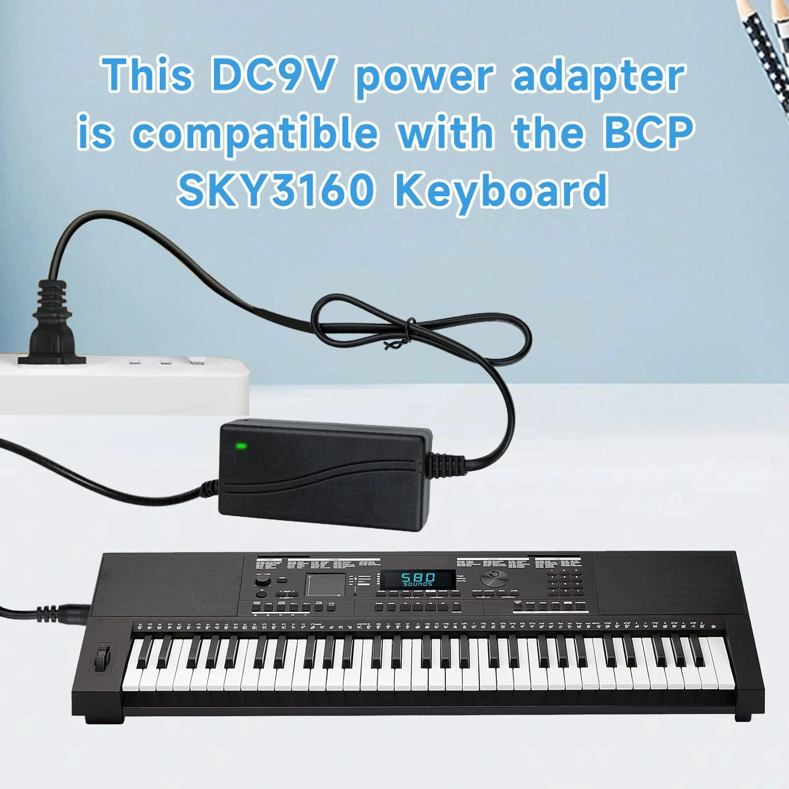 9V AC/DC Power Adaptor Compatible with Command Mesh Kit Alesis Debut Kit, Alesis Nitro Max Nitro Pro Kit, Mesh Electronic Drum Module Electronic Drum Module Power Adapter Supply Cord - Image 3