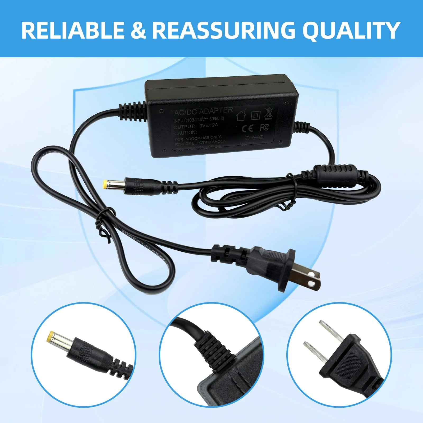 9V AC/DC Power Adaptor Compatible with Command Mesh Kit Alesis Debut Kit, Alesis Nitro Max Nitro Pro Kit, Mesh Electronic Drum Module Electronic Drum Module Power Adapter Supply Cord - Image 5