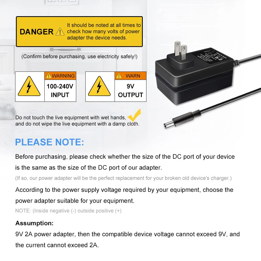 9V Power Adapter fit for Casio Keyboard AD-5 AD-5MU WK-110 WK-200 LK-43 LK-100 CT-360 CTK-496 CTK-573 CTK-611 CTK-700 CTK-710 CTK-2100 CasioTone Piano Keyboard Power Supply Cord - Image 7