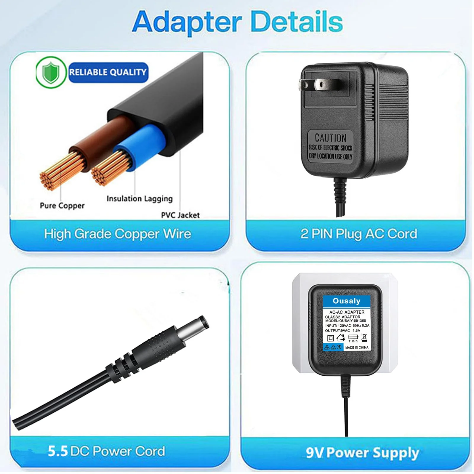 9VAC Adapter for Behringer Tube Ultragain MIC200 MIC100,PSU11-UL U090075A PSU-MINI-UL-01,Behringer Pro NOX101 DJ Mixer 9V~750mAPowe Supply,Behringer MiniAmp AMP800,Digitech Vocal300 Vocalist Live4,5 - Image 5