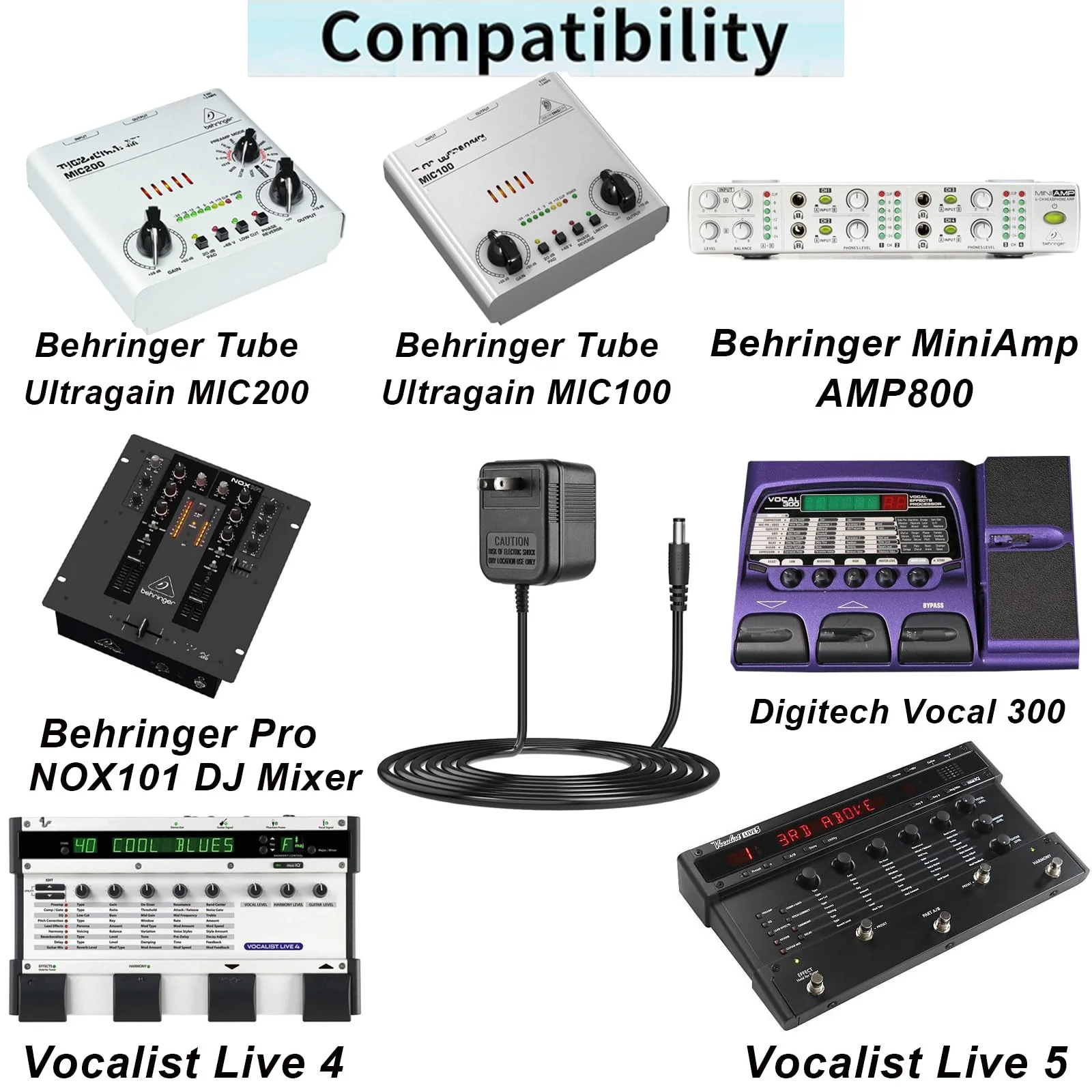 9VAC Adapter for Behringer Tube Ultragain MIC200 MIC100,PSU11-UL U090075A PSU-MINI-UL-01,Behringer Pro NOX101 DJ Mixer 9V~750mAPowe Supply,Behringer MiniAmp AMP800,Digitech Vocal300 Vocalist Live4,5 - Image 6