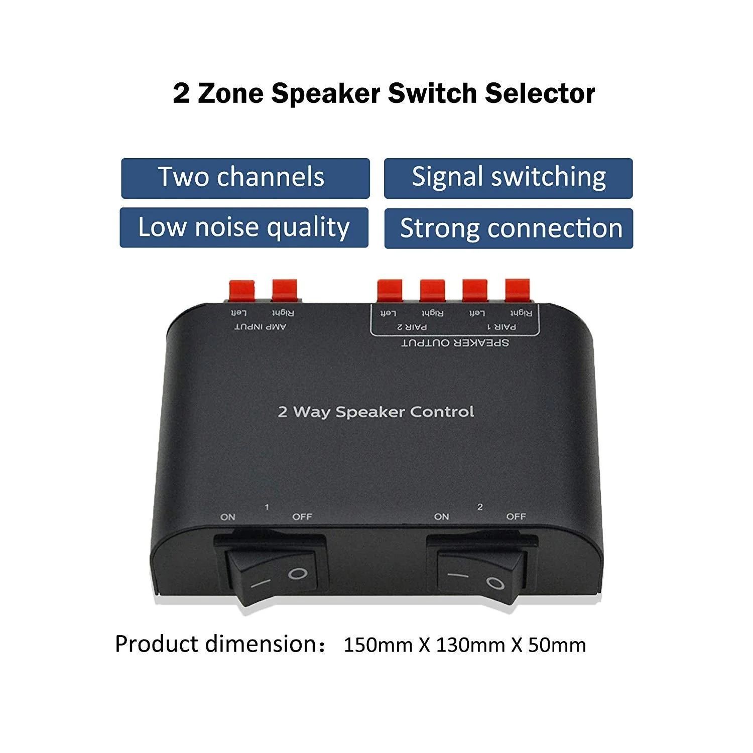 A ADWITS 2-Channel Speaker Switcher Selector Box with Terminal Claps 150W RMS per Channel, Black 2-ZONE SPEAKER SWITCH - Image 2