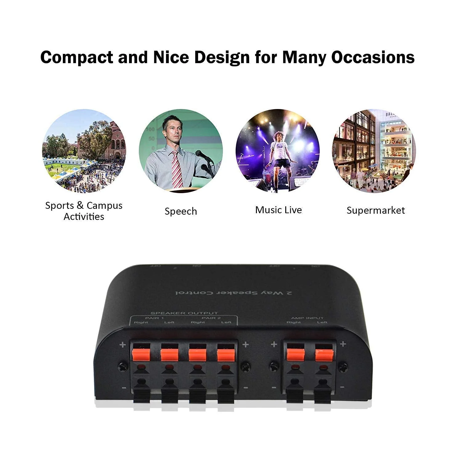 A ADWITS 2-Channel Speaker Switcher Selector Box with Terminal Claps 150W RMS per Channel, Black 2-ZONE SPEAKER SWITCH - Image 5