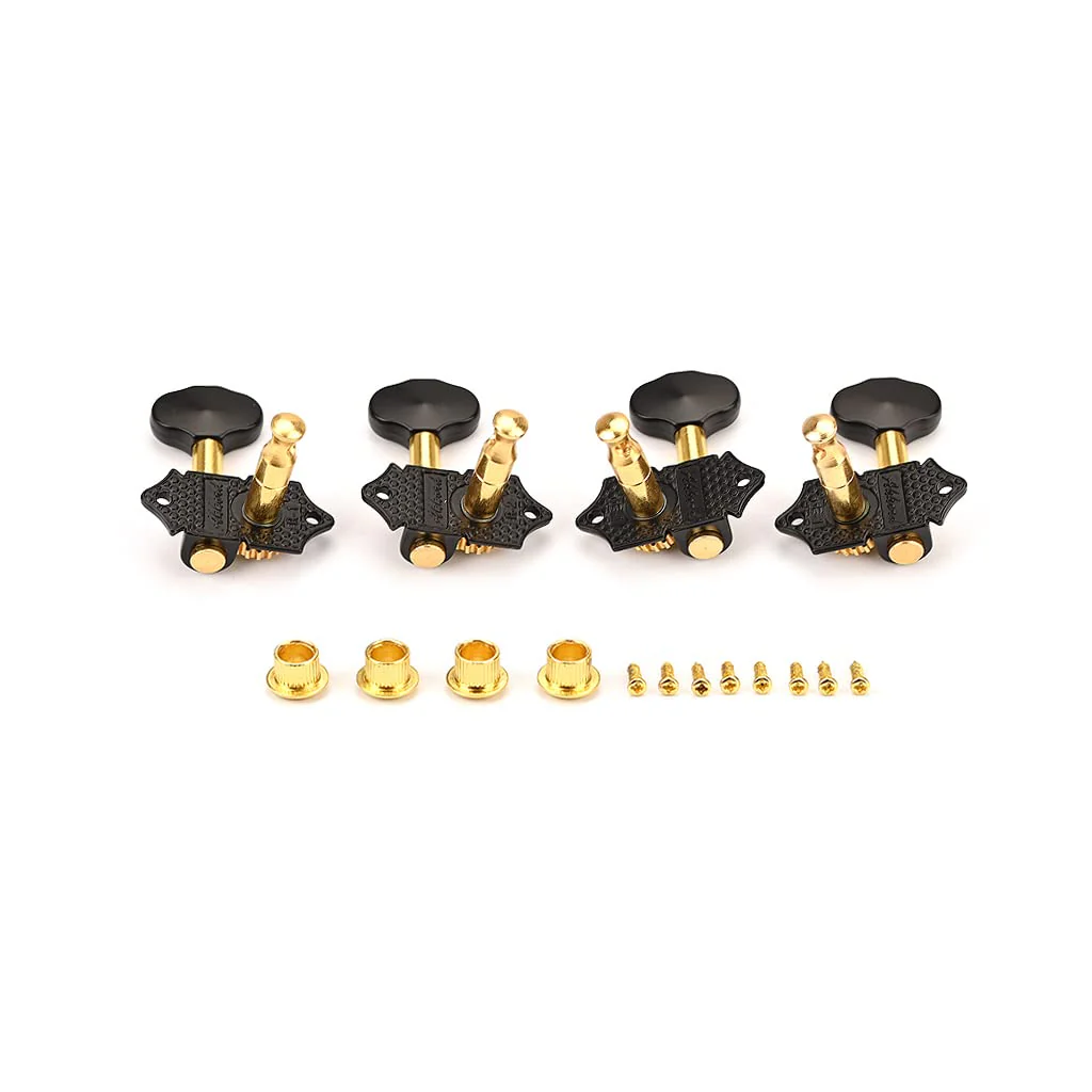 A Set 2R2L Black Vintage Open Gear Ukulele 4 String Guitar Tuning Pegs Keys Tuners Machine Head - Image 3