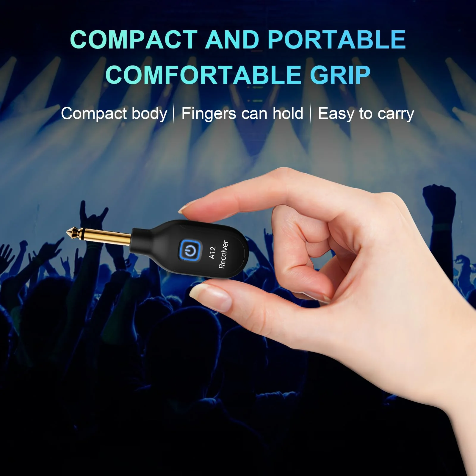 A12 Wireless Guitar Transmitter Receiver - 2.4GHz System, 24-bit 48KHz Audio, 100ft Range, No Latency, Rechargeable, Easy Pairing for Electric Guitar & Bass - Accessories (1TX+1RX) 1TX+1RX - Image 6
