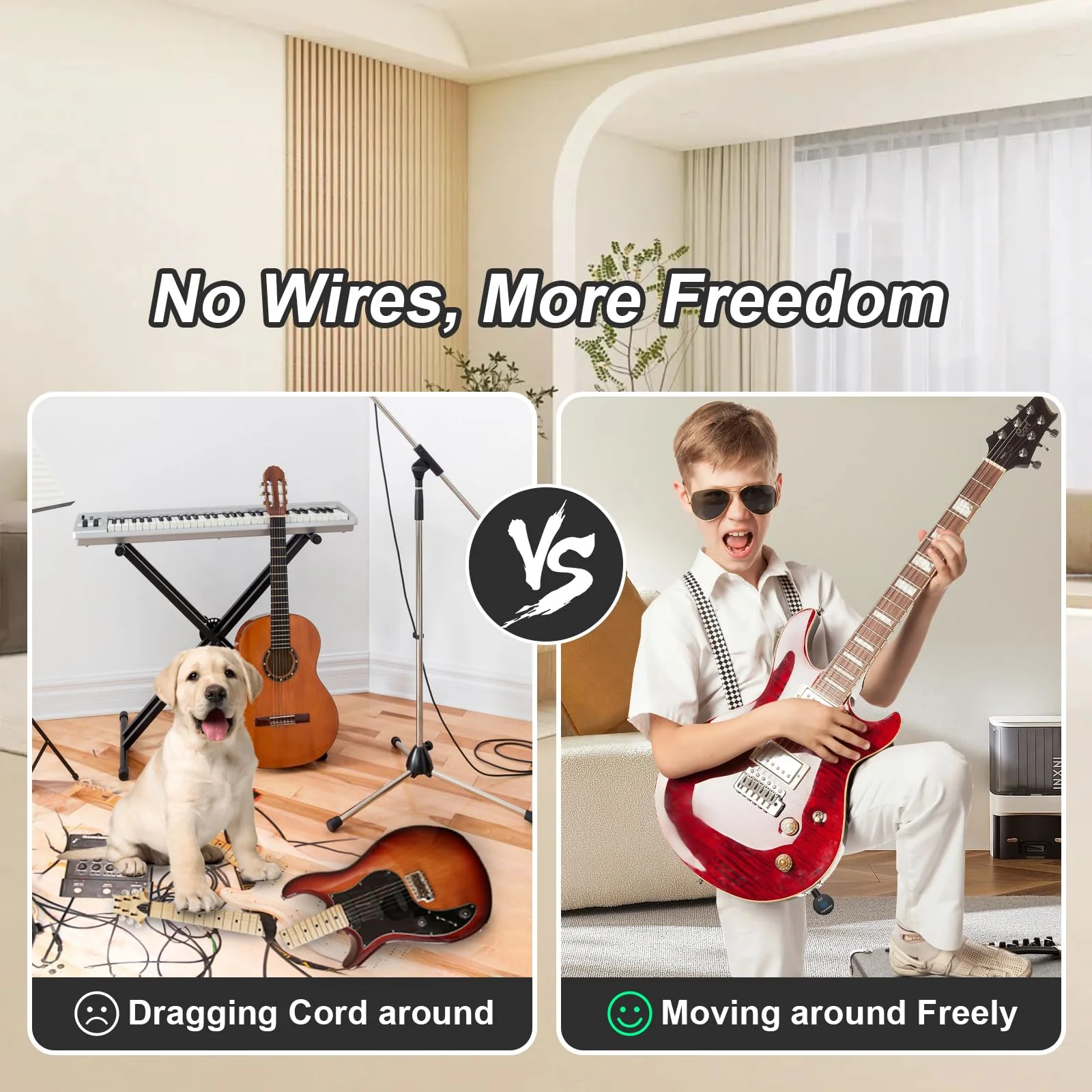 A13 Wireless Microphone Transmitters Receivers, Microphones Guitar System, 2.4GHz Guitar Accessories, No Latency, 100ft Range, Rechargeable 5-Hour Battery, Plug & Play (1TX+1RX) 1TX+1RX - Image 8