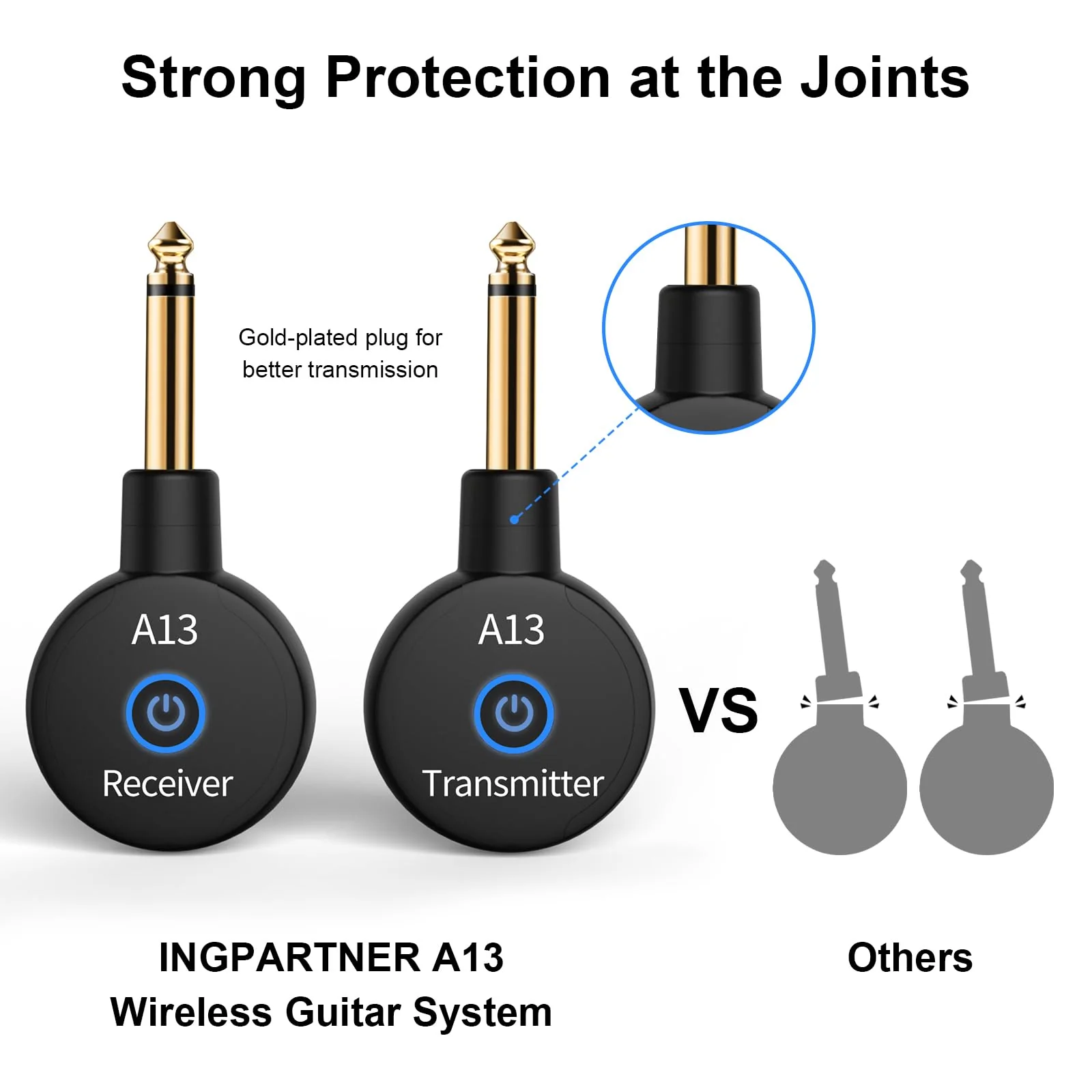 A13 Wireless Microphone Transmitters Receivers, Microphones Guitar System, 2.4GHz Guitar Accessories, No Latency, 100ft Range, Rechargeable 5-Hour Battery, Plug & Play (1TX+1RX) 1TX+1RX - Image 9