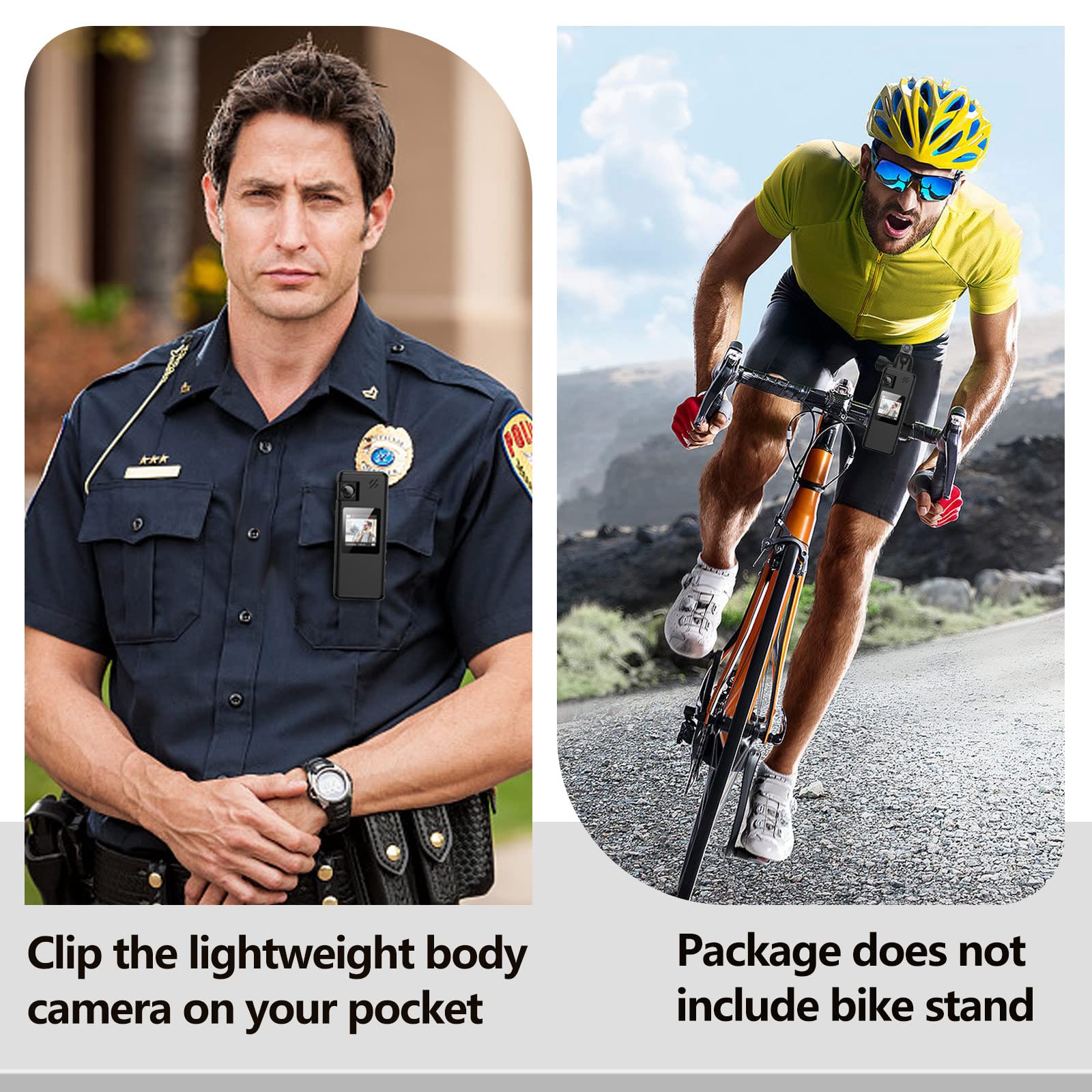 A32 64GB Body Camera, Portable Body Cam with 180° Rotatable Lens and Motion Detection, 1080P Camcorder with Audio and Video Recording for Outdoors Sports Police Delivery Cycling Helmet 64G - Image 3