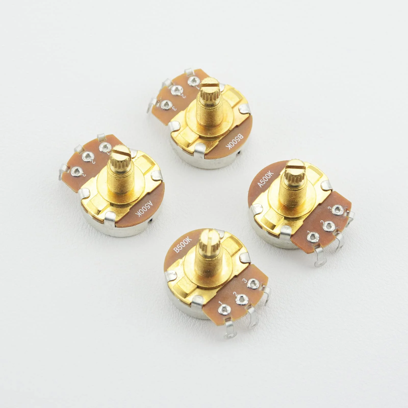 A500K B500K-OHM Guitar Potentiometer 18mm Long Split Shaft Pots Audio Volume Tone Pots Guitar Potentiometers for Electric Guitar and Bass (Set of 4) - Image 4