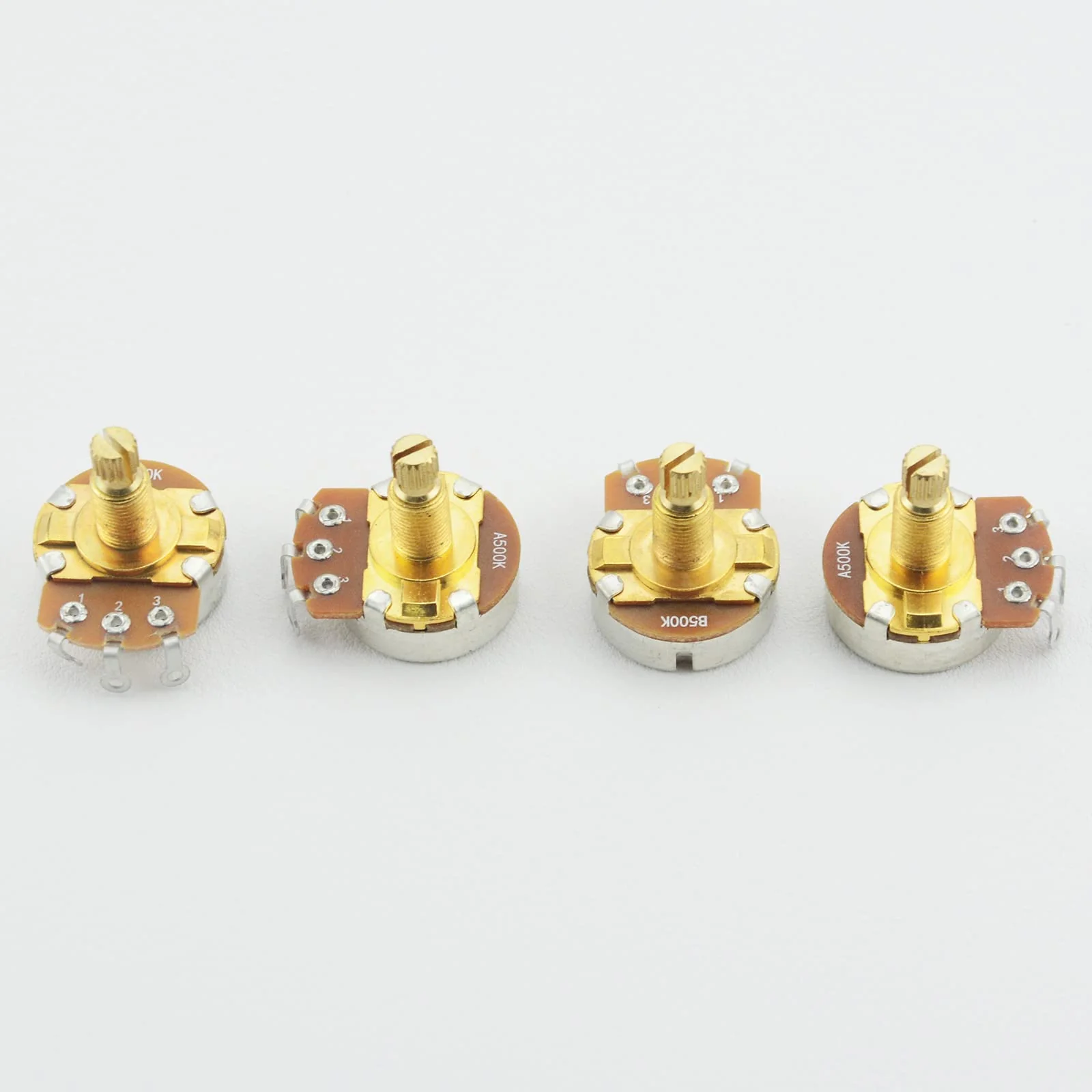 A500K B500K-OHM Guitar Potentiometer 18mm Long Split Shaft Pots Audio Volume Tone Pots Guitar Potentiometers for Electric Guitar and Bass (Set of 4) - Image 5