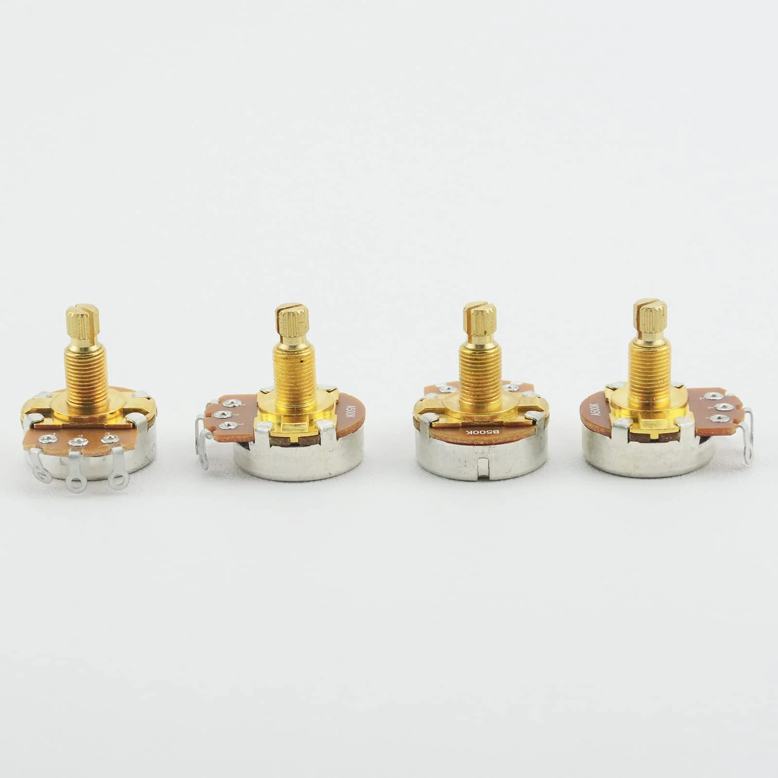 A500K B500K-OHM Guitar Potentiometer 18mm Long Split Shaft Pots Audio Volume Tone Pots Guitar Potentiometers for Electric Guitar and Bass (Set of 4) - Image 6
