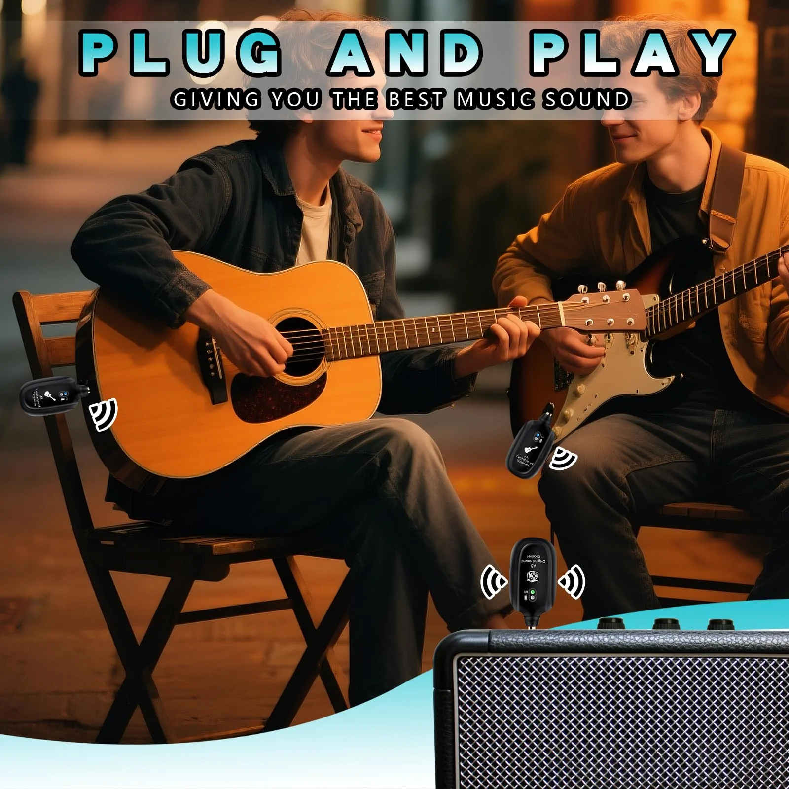 A8 Wireless Guitar Transmitter Receiver System - 2.4GHz Rechargeable, 24-bit/48KHz Audio, Low Latency <4ms for Electric Guitar & Bass - Clean Wireless Audio for MUSIC and BASS GUITARS 2(2TX+1RX) A8 Wireless Guitar System (2TX+1RX) - Image 5