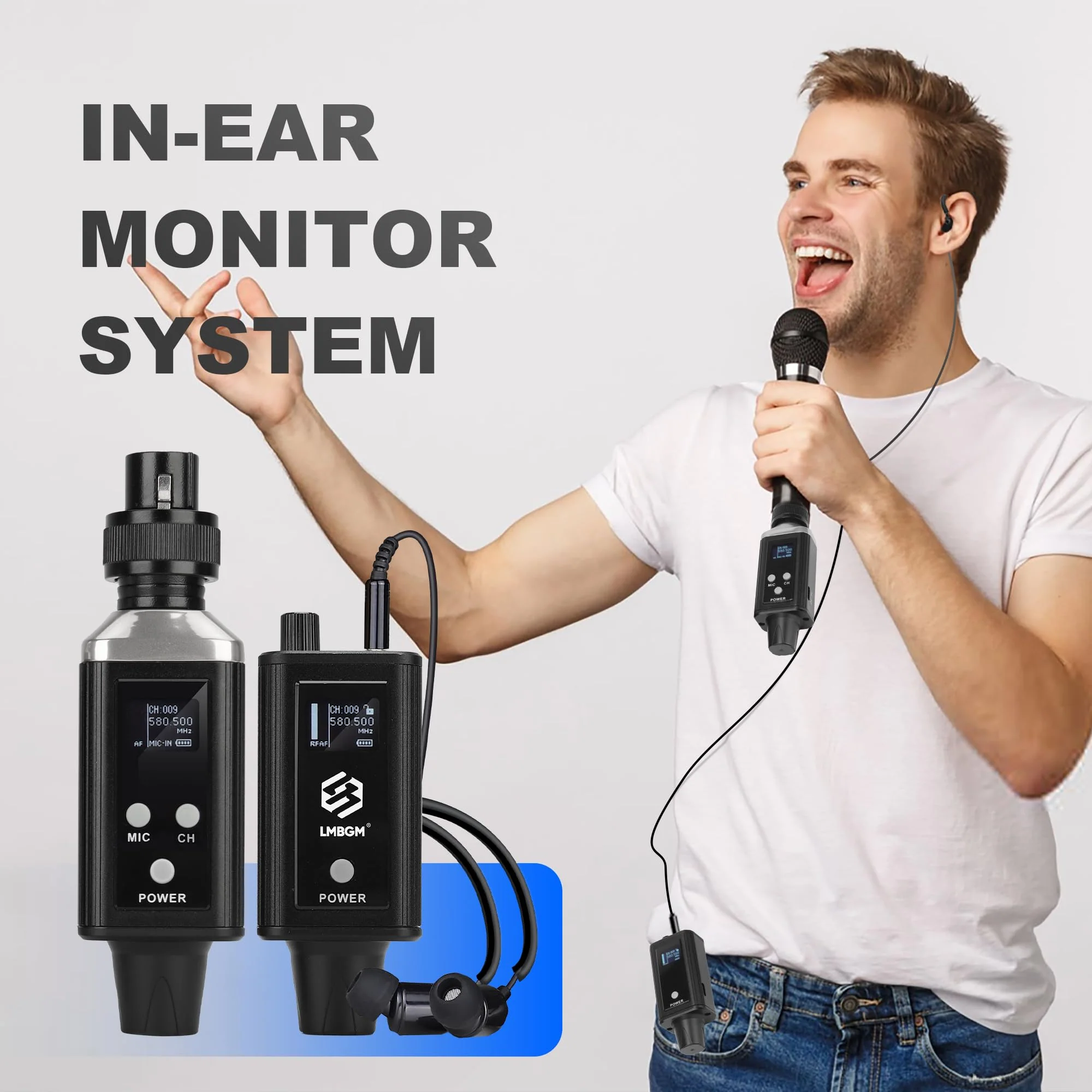 A9 UHF Wireless in-Ear Monitor Pro System Transmitter and Beltpack Receiver for Studio, Band Rehearsal and Live Performance (A9-1) (A9-1-BK) A9-1-BK - Image 9