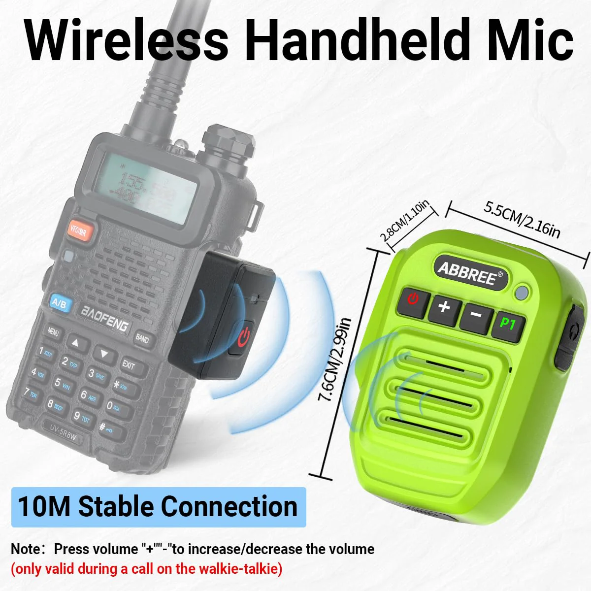 ABBREE Ham Radio Wireless Handheld Speaker Mic, 2 Pin Shoulder Microphone Compatible with Baofeng 5RM UV-5R,BF-F8HP PRO,GM21,K5PLUS,GM-15Pro,UV-5G Plus AR-152 Quansheng UV-K5 8 Walkie Talkie (Green) Green - Image 4