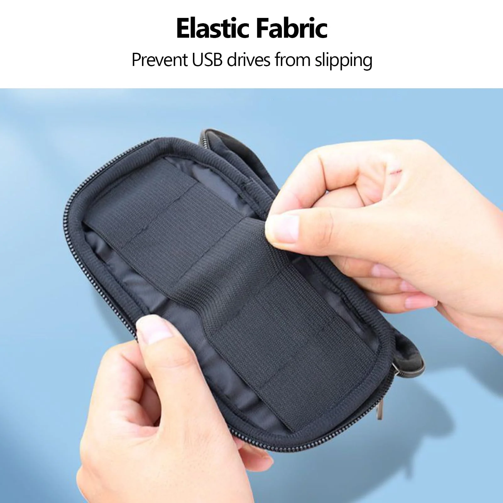 ABLAZE Flash Drive Case USB Storage Case, USB Holder Storage Bag with Label, Portable USB Case Electronic Accessories Organizer for USB Thumb Drive (Black) - Image 2