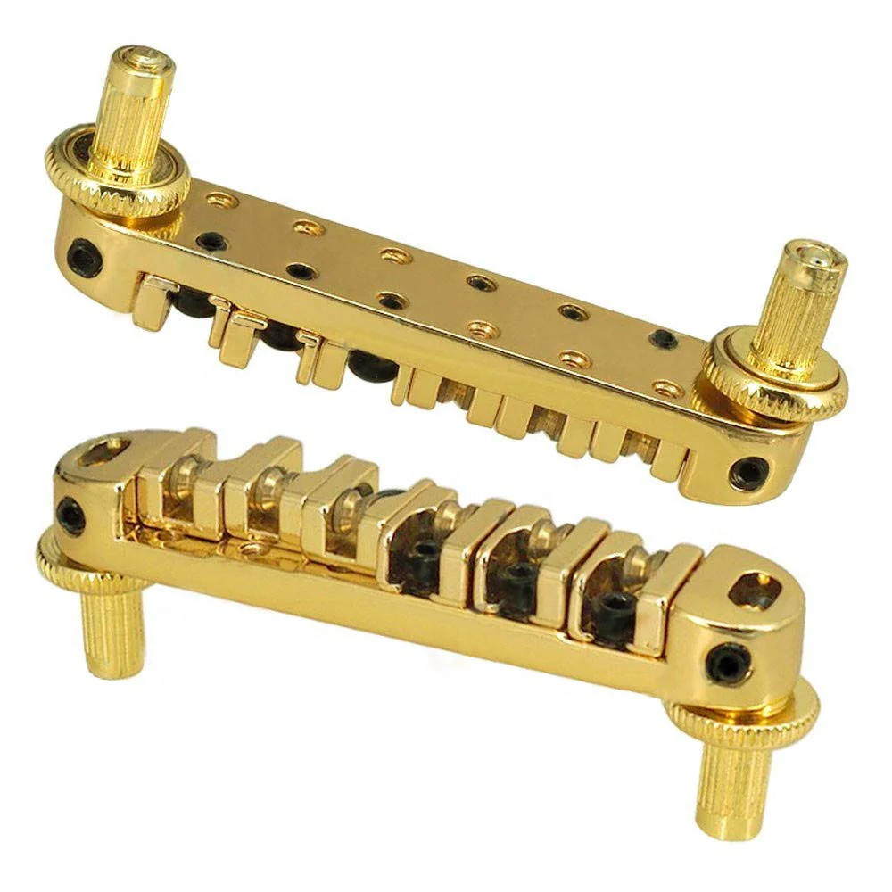 Abr-1 Style Tune-o-matic Bridge Tailpiece Roller Saddle Bridge for Gibson Les Paul Gear Replacement (Gold) Gold - Image 2