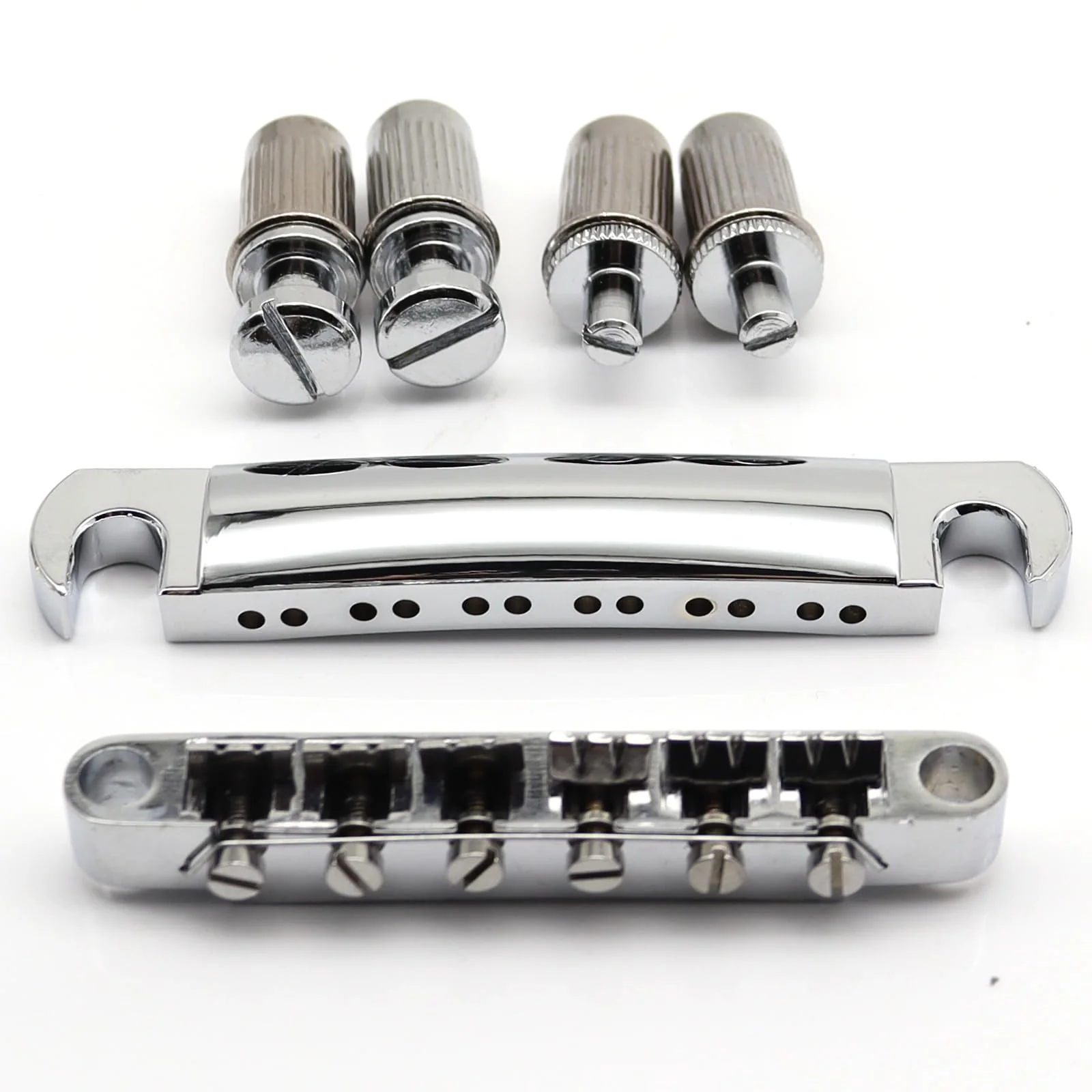 ABR-1 Tune-O-Matic Electric Guitar Bridge for Epiphone Les Paul LP SG Style Electric Guitar - 12 String Saddle System with Plating and Intonation Adjustments (Chrome) Chrome - Image 2