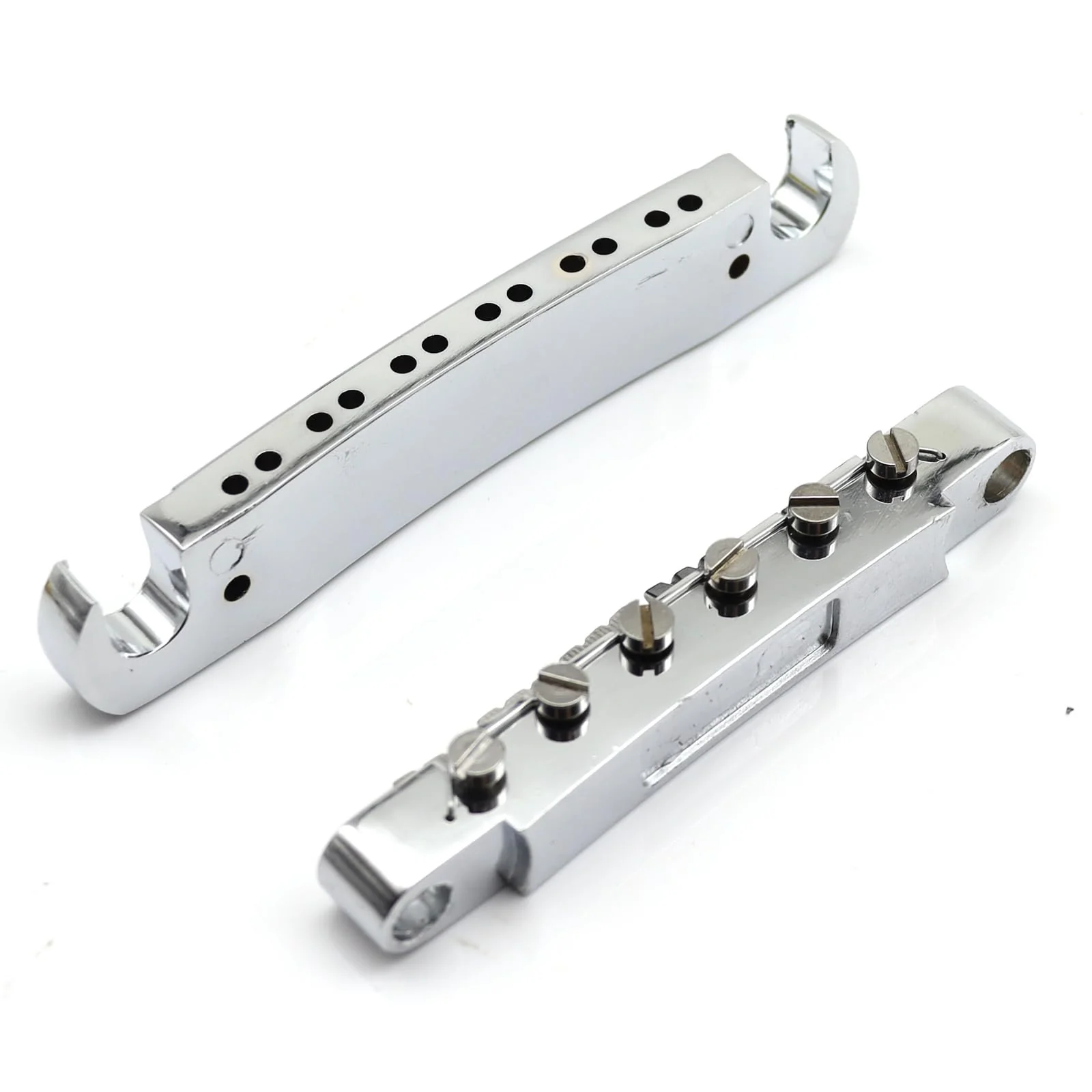 ABR-1 Tune-O-Matic Electric Guitar Bridge for Epiphone Les Paul LP SG Style Electric Guitar - 12 String Saddle System with Plating and Intonation Adjustments (Chrome) Chrome - Image 5
