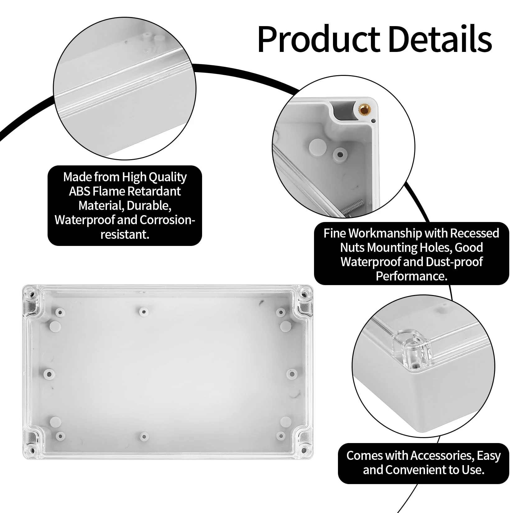 ABS Plastic Electronic Enclosure Box, Waterproof IP65 Empty Housing Plastic Housing with Clear Lid, Industrial Housing, Junction Box, Junction Box, Junction Box, Junction Box, Junction Box, 200 x 120 200*120*56 - Image 5