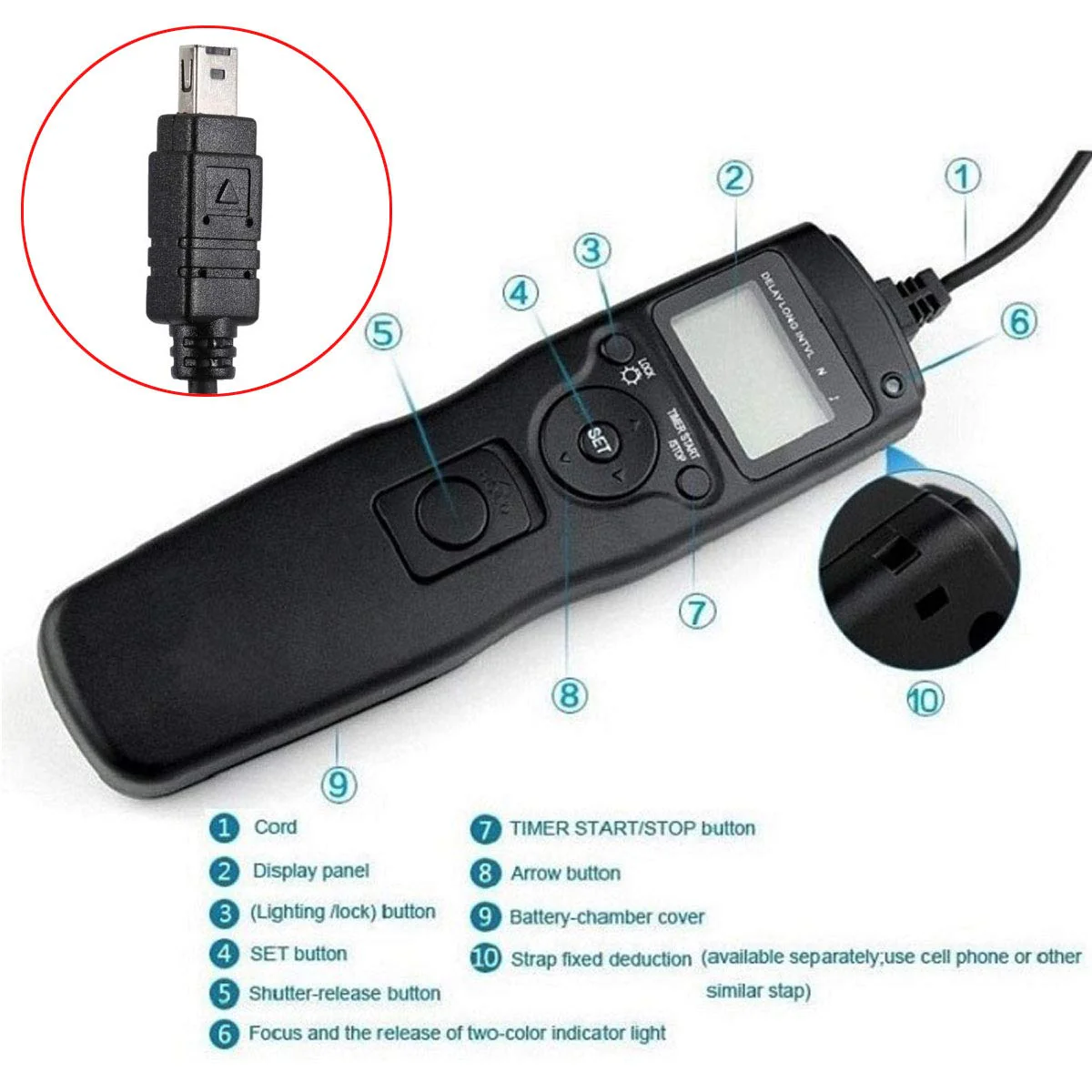 ABUYCS Timer Shutter Release Time Lapse Intervalometer Remote Control for Nikon D5200 D3100 D5000 D7200 D7000 D600 D610 D750 D3200 D3300 D90 Cameras - Image 7