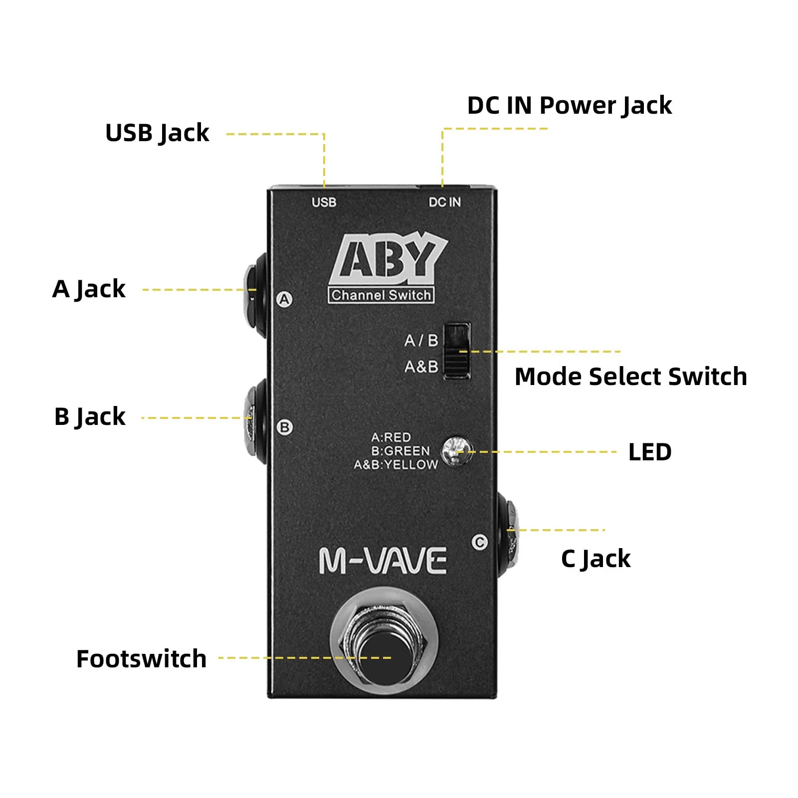ABY Line Selector AB Switch Mini Guitar Effect Pedal True Bypass Guitar Bass Pedal AB Box - ABY Channel Switch - Image 3