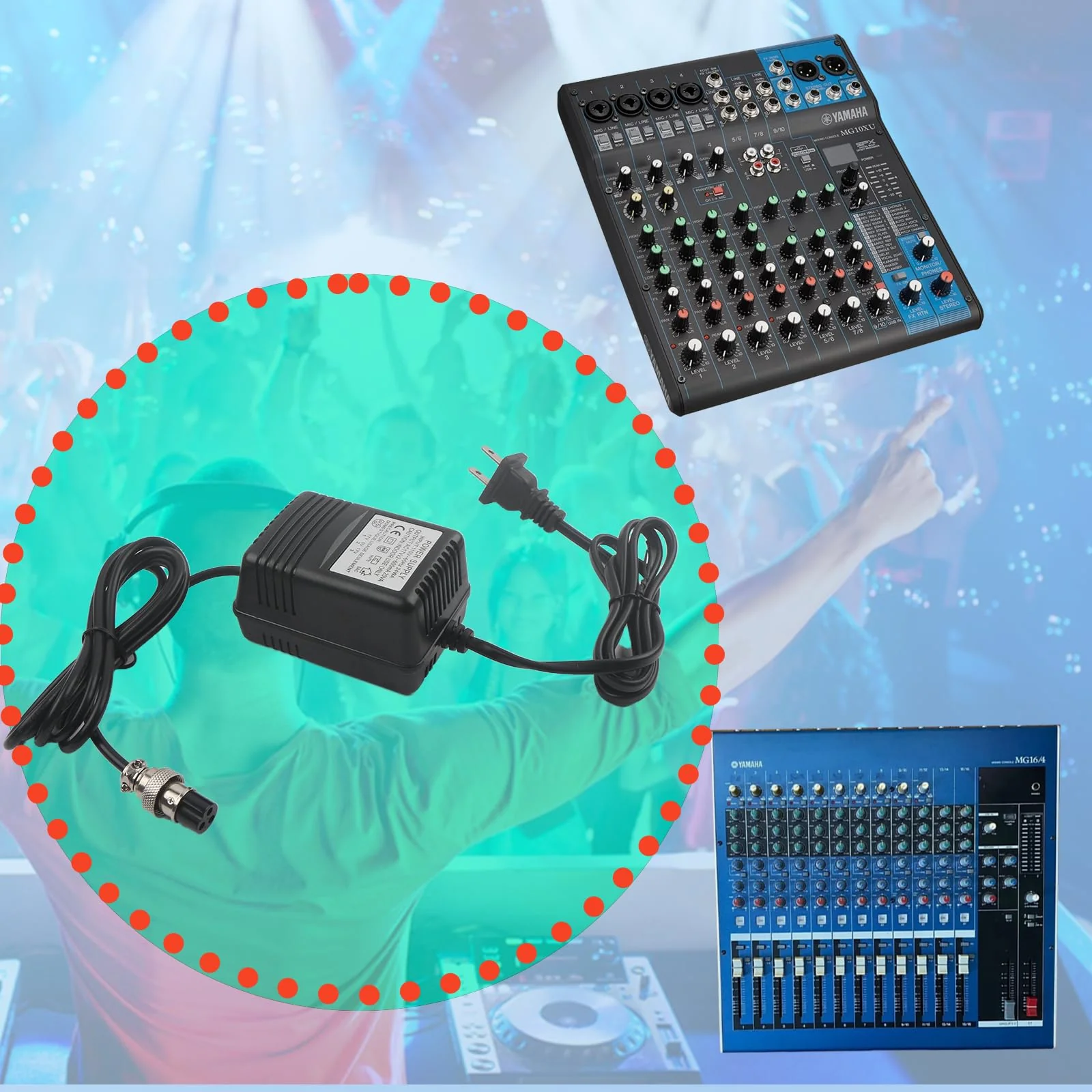 AC 17V 600mA Adapter 3-Pin Mixer Pedalboard Connector Mixing Console Mixer Power Supply for Yamaha F4/F7/6FX/MG82X ﻿ - Image 2