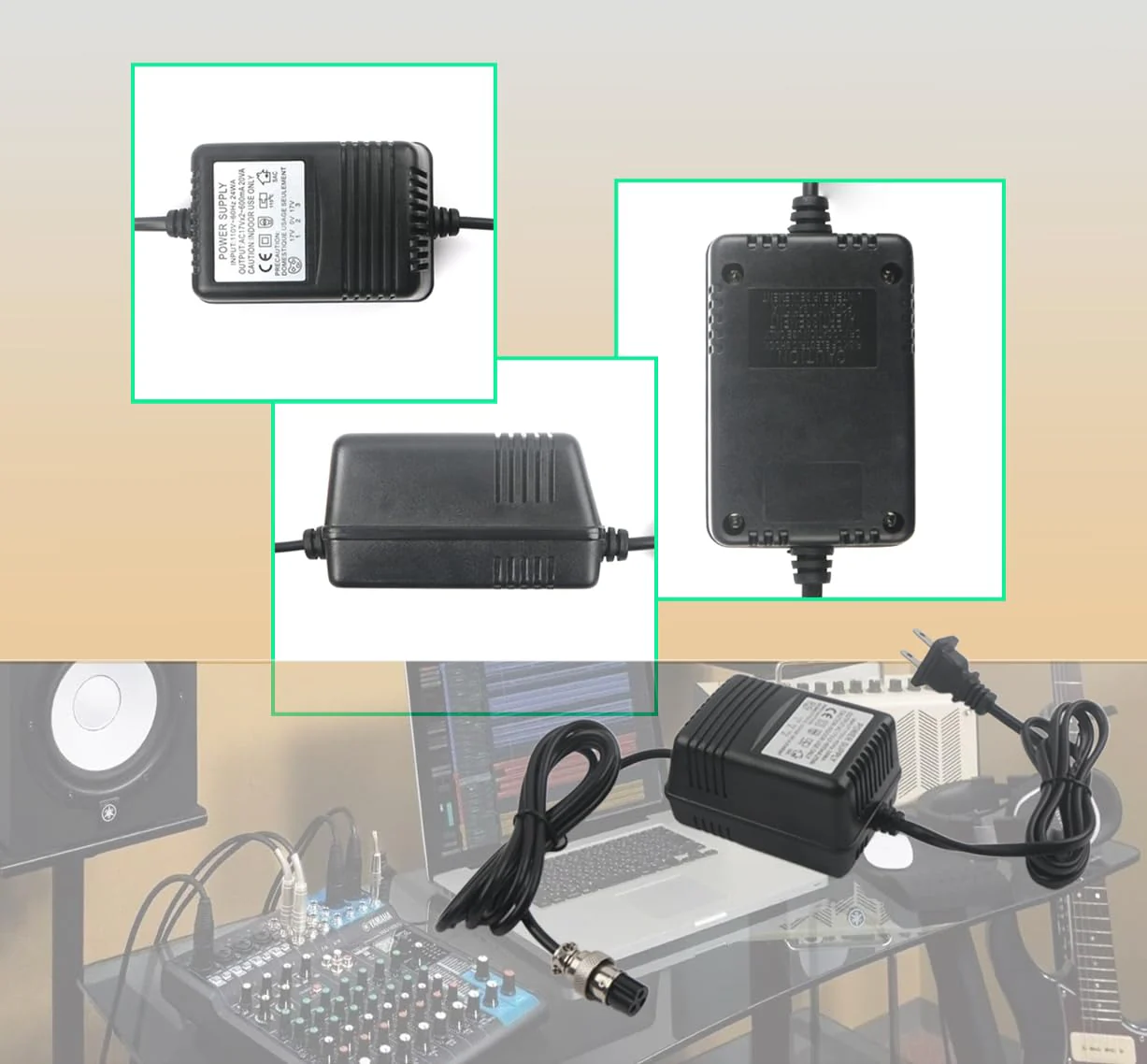 AC 17V 600mA Adapter 3-Pin Mixer Pedalboard Connector Mixing Console Mixer Power Supply for Yamaha F4/F7/6FX/MG82X ﻿ - Image 6
