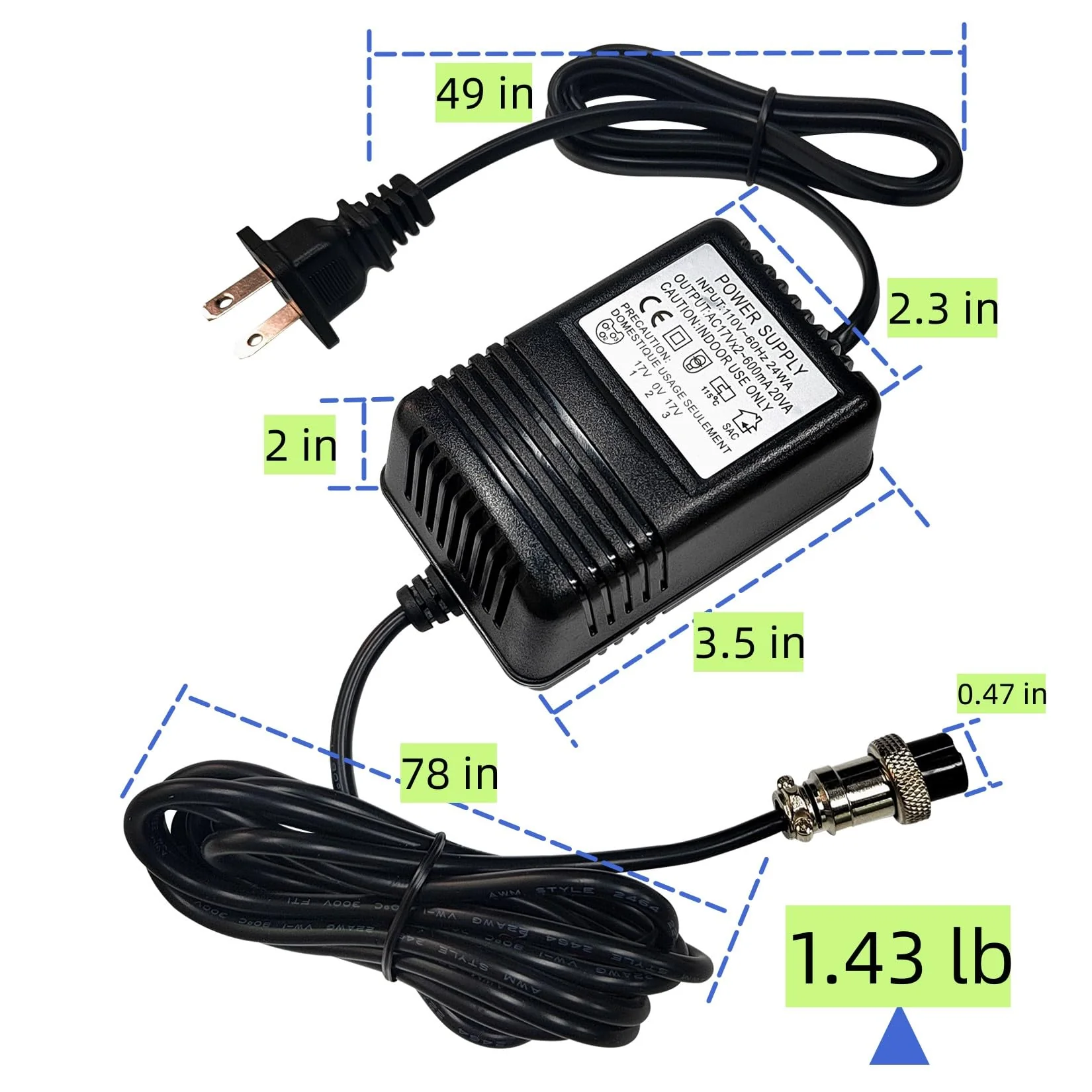 AC 17V 600mA Power Adapter 3-Pin Connector for Stanton M304 Mixer,Alesis Multimix 8 USB,yamaha PA-10,MG10U,Yamaha 8 Channel,Yamaha Mixer,Behringer Mixer - Image 2