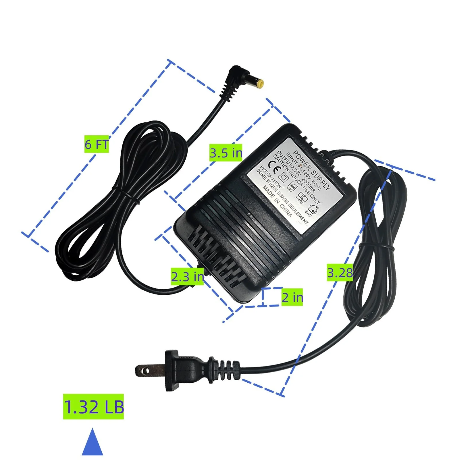 AC 9V 2A Power Adapter for Line 6 POD Digitech RP GNX Multi Guitar Effects,for Line 6 Floor Pod Plus,Line 6 Bass Pod,Bass POD XT Live,JM4 Looper - Image 2