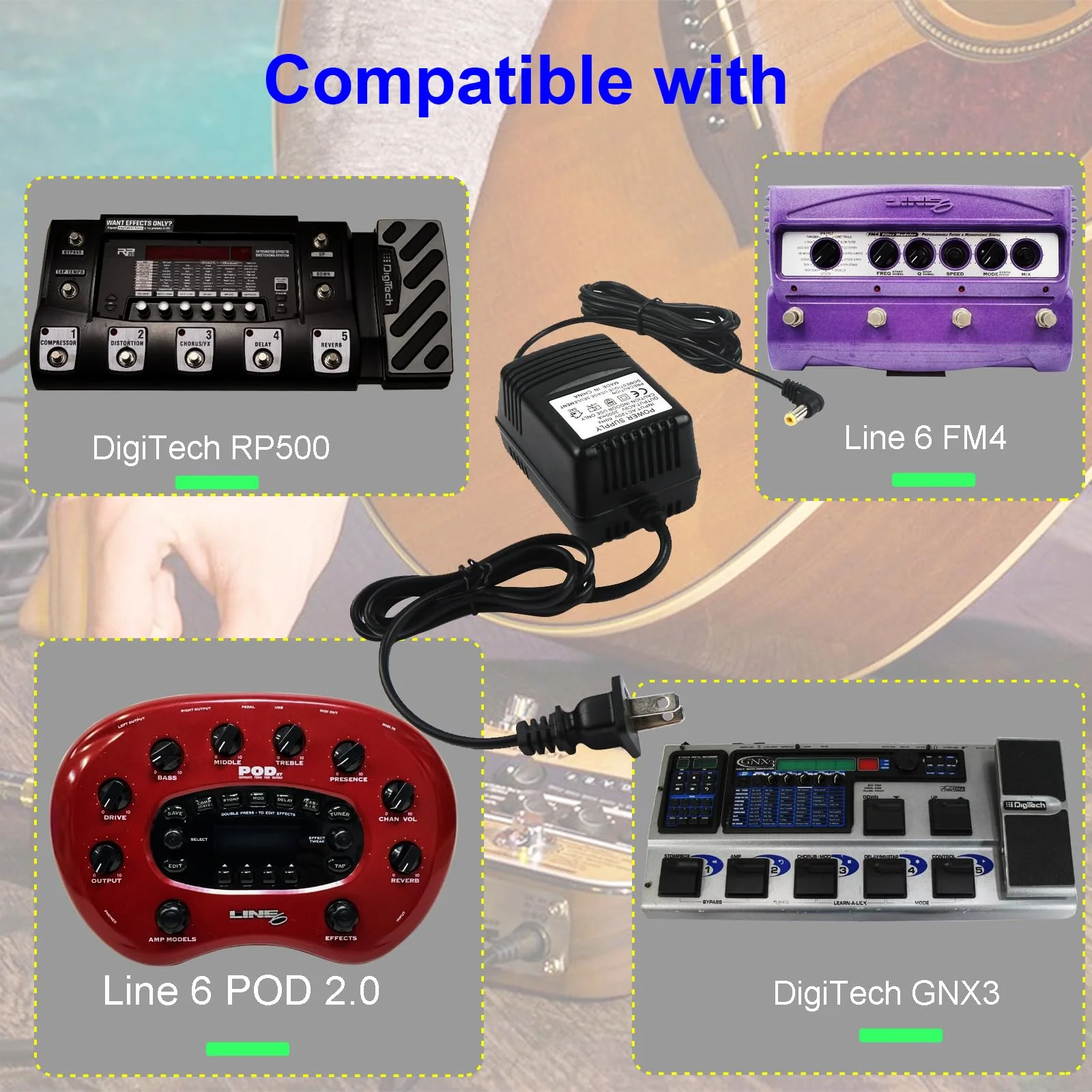 AC 9V Guitar Effect Power Supply Reduce noise AC Adapter Compatible with Line 6 POD XT Live Digitech RP GNX Multi Effects Pedals - Image 3