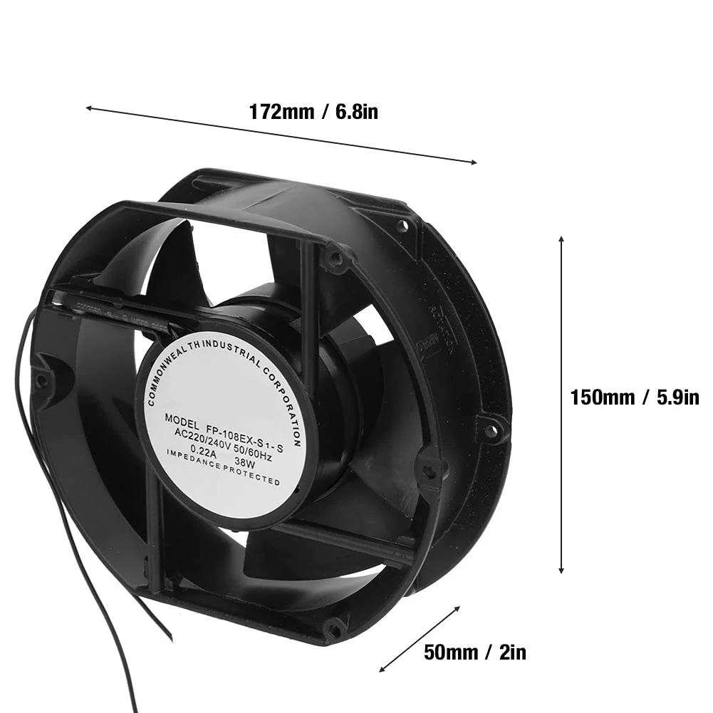 AC Axial Fan AC220V 38W Oval Ball Bearing Fan for DIY Cooling Ventilation Exhaust Projects - Image 4