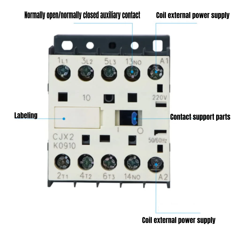 AC Contact 3 Pole 4 N/O Thickened Silver Contacts 220 V 12 A Industrial Electrical Contactor for Power Distribution - Image 3