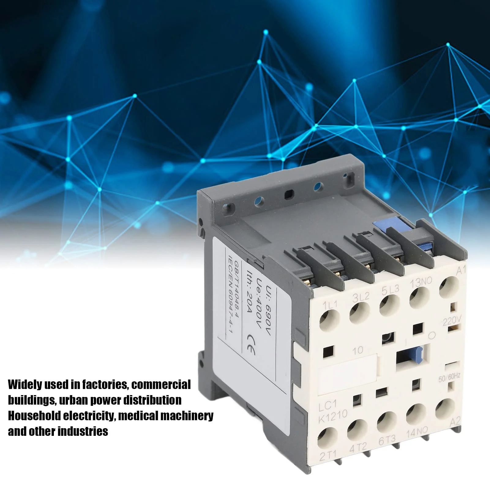 AC Contact 3 Pole 4 N/O Thickened Silver Contacts 220 V 12 A Industrial Electrical Contactor for Power Distribution - Image 5