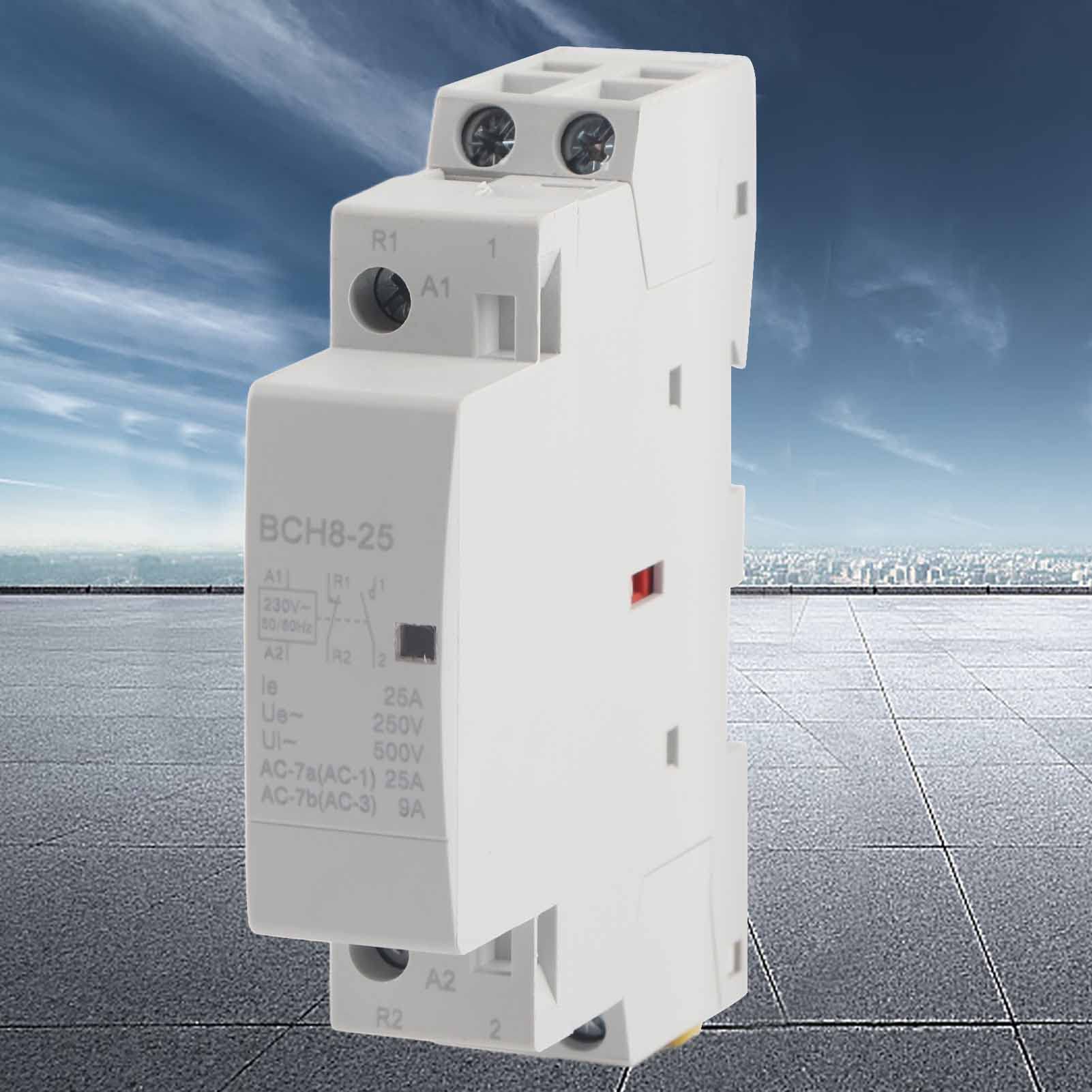 AC Contactor 25A - Household Contactor 220V/230V, DIN Rail Mounting, 2P 1NO 1NC, Suitable for 50Hz/60Hz Networks 25A 220V230V 1NO1NC - Image 2