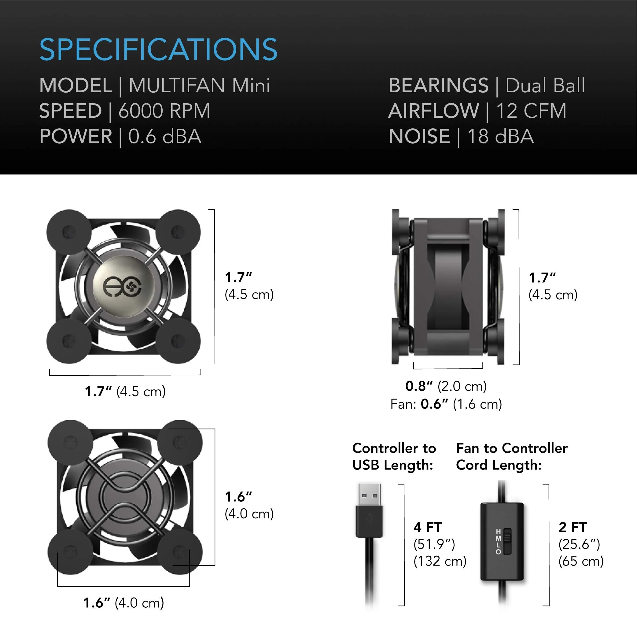 AC Infinity MULTIFAN Mini, Compact 40mm x 20mm USB Fan, UL-Certified for VR Gear, Aquarium, Roku, Router, Raspberry Pi, Cosplay, Helmet Cooling Ventilation - Image 6