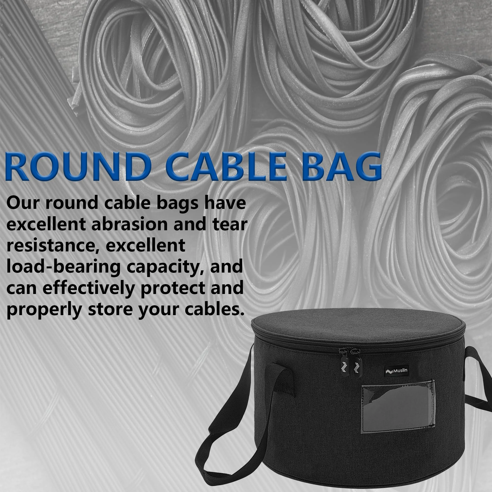 Accessories Bag for Guitar, Bass, Keyboard, Drums Cables & Adapters Multi-Function Round Storage, Internal Mesh Pocket for Connectors, Convenient and Stylish Music Gear Organizer. - Image 4
