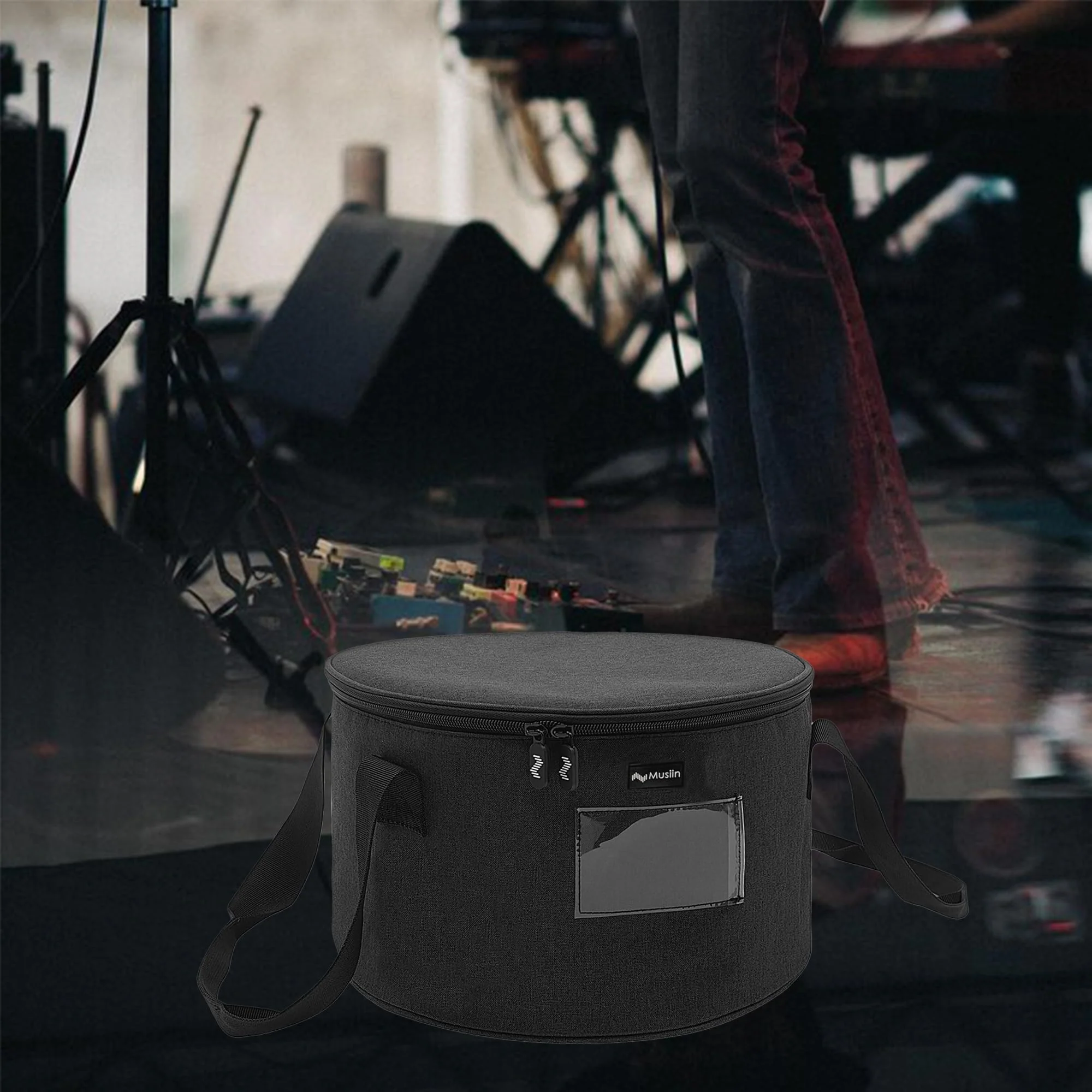 Accessories Bag for Guitar, Bass, Keyboard, Drums Cables & Adapters Multi-Function Round Storage, Internal Mesh Pocket for Connectors, Convenient and Stylish Music Gear Organizer. - Image 5
