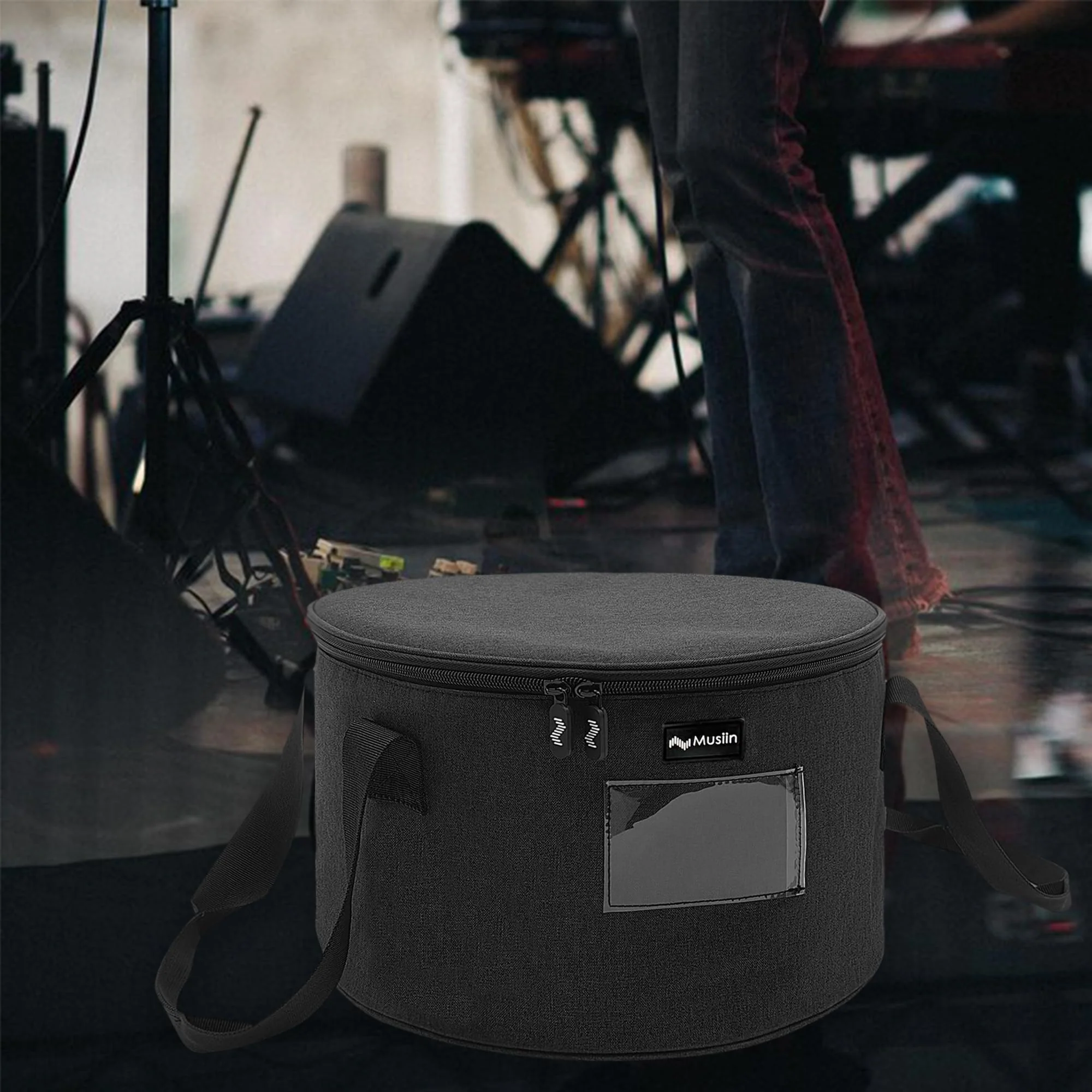 Accessories Bag for Guitar, Bass, Keyboard, Drums Cables & Adapters Multi-Function Round Storage, Internal Mesh Pocket for Connectors, Convenient and Stylish Music Gear Organizer. - Image 6