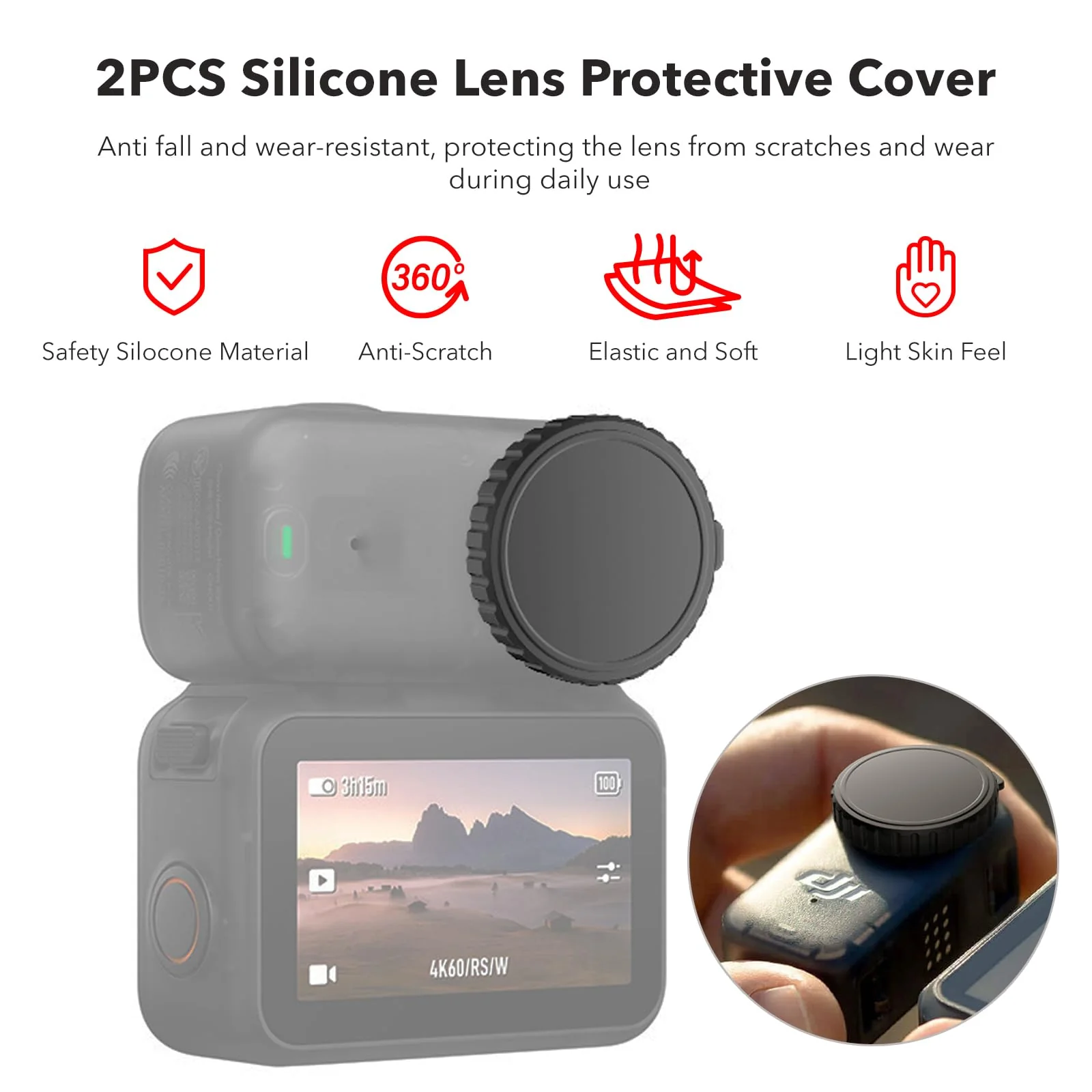 Accessories for DJI Osmo Nano, PU Portable Mini Carrying Bag Nano Case Lens Screen Protectors HD Full Protection Tempered Glass Rubber Lens Cap Cover - Image 2