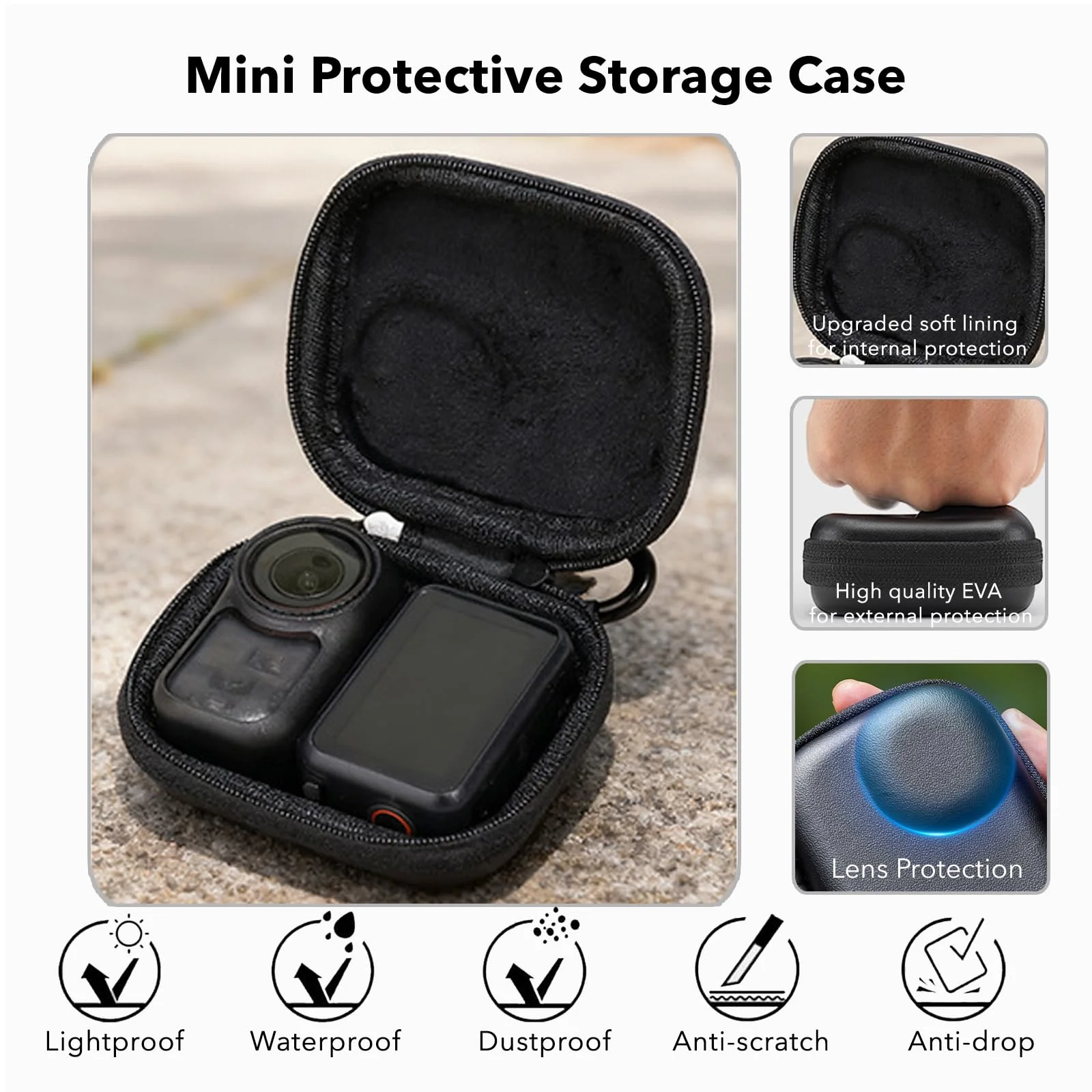 Accessories for DJI Osmo Nano, PU Portable Mini Carrying Bag Nano Case Lens Screen Protectors HD Full Protection Tempered Glass Rubber Lens Cap Cover - Image 4