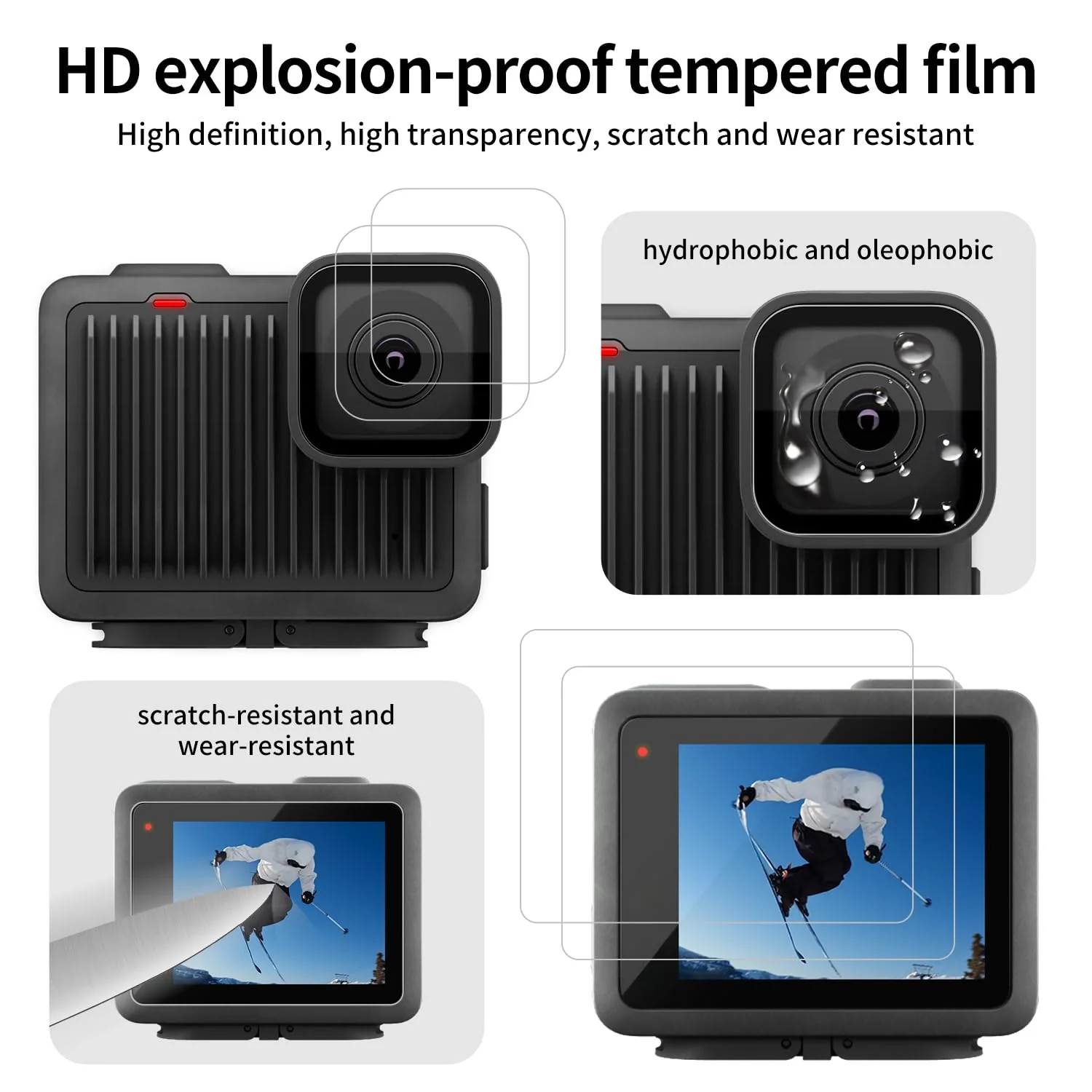 Accessories Kit for GoPro Hero 4K Accessories Including Silicone Protective Cases Storage case Tempered Glass Protective Films Lens caps lanyards and Battery Side Covers for GoPro Hero - Image 2