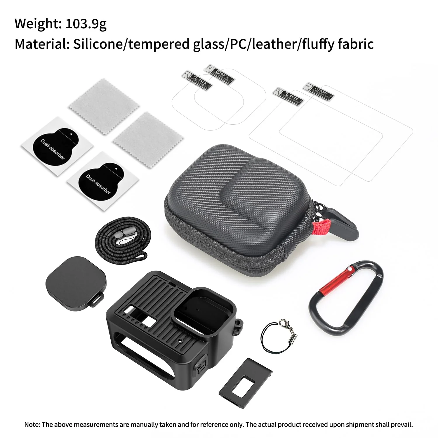 Accessories Kit for GoPro Hero 4K Accessories Including Silicone Protective Cases Storage case Tempered Glass Protective Films Lens caps lanyards and Battery Side Covers for GoPro Hero - Image 6