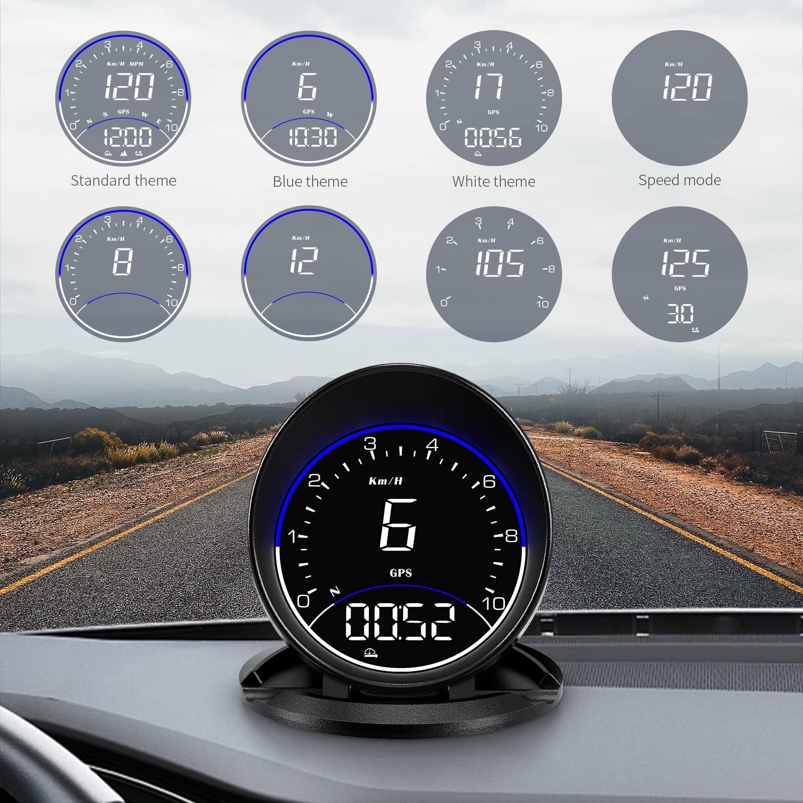 ACECAR Digital GPS Speedometer, Car Universal HUD Head Up Display with GPS Speed MPH, Driving Direction Compass, Altitude, Driving Distance, Overspeed Alarm HD Display, for All Vehicle (G6) - Image 4