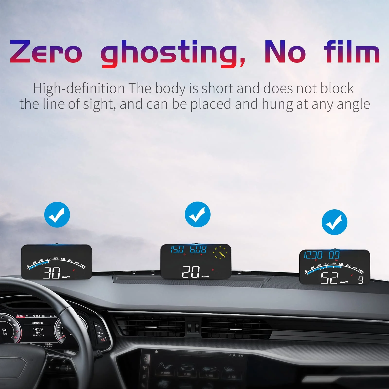 ACECAR Digital GPS Speedometer, Universal Car HUD Head Up Display with Speed MPH, Compass Direction, Fatigue Driving Reminder, Driving Distance, Altitude, Overspeed Alarm HD Display, for All Vehicle G10-Blue - Image 2