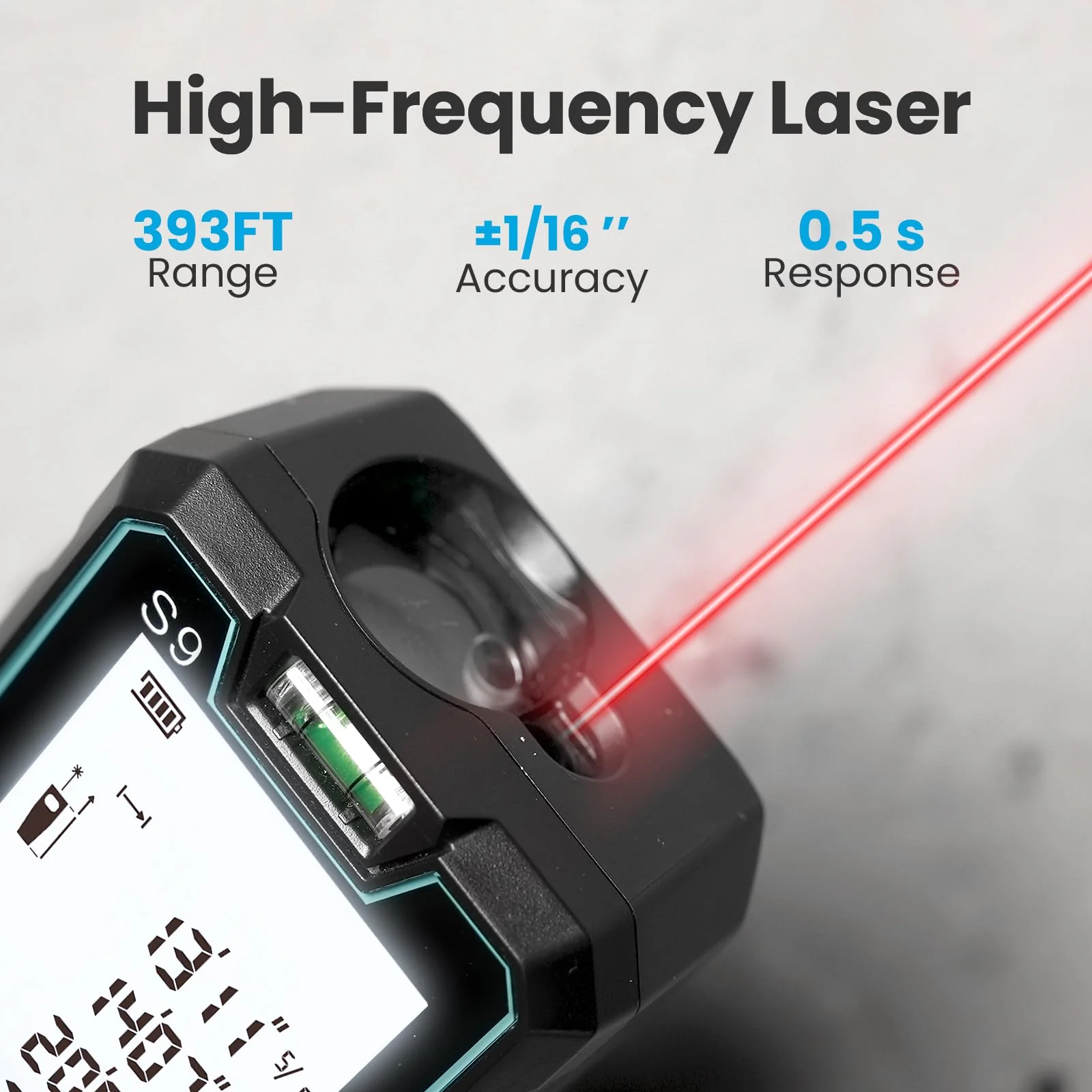 ACEGMET Laser Measure, 393ft/120m Laser Measurement Tool, Laser Measuring Tool with 2 Bubble Levels, LCD Backlit Display, IP54 Waterproof, Pythagorean Mode for Distance, Area, Volume - Image 3