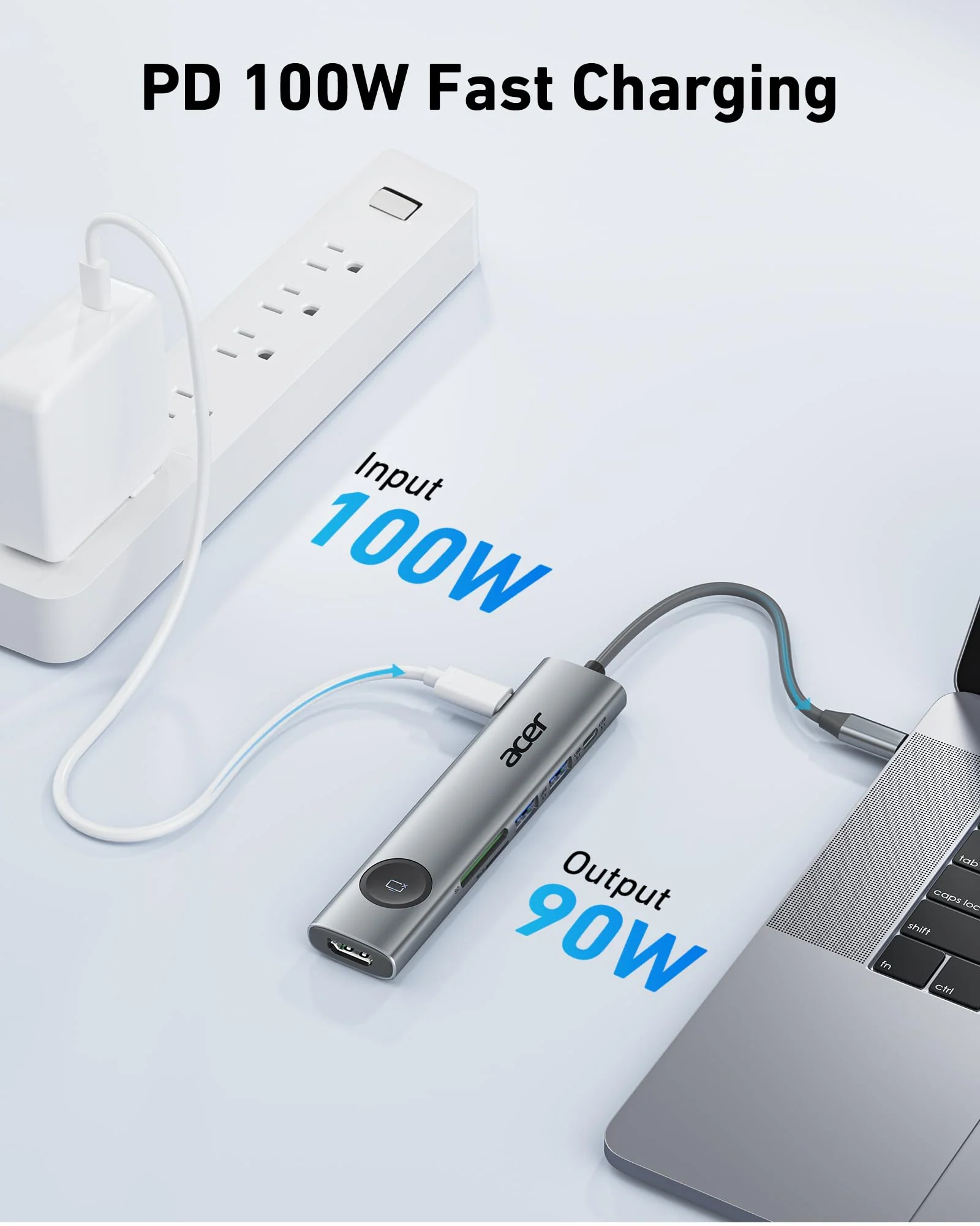 Acer 4K@60Hz USB C Hub, 7 in 1 USB C to HDMI Splitter with USB-A 3.1 & Type-C Data Port, 100W PD & SD Card Reader, USB-C to HDMI Adapter for iPad Pro MacBook Pro Acer Laptops & Other Type C Devices Grey - Image 5