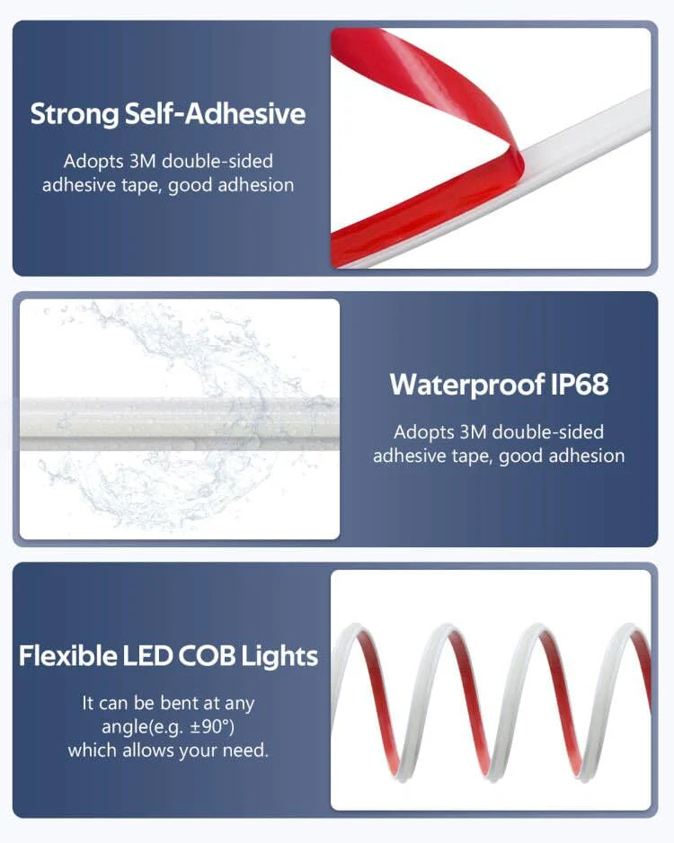 Aclorol AC 110V COB LED Strip Lights Plug in 16.4FT 288led/M High Density Flexible COB LED Rope Light Waterproof for Outdoor Patio Garden Decor IP68 Daylight White 6000K with Strong Self-Adhesive Cold White 5M - Image 5